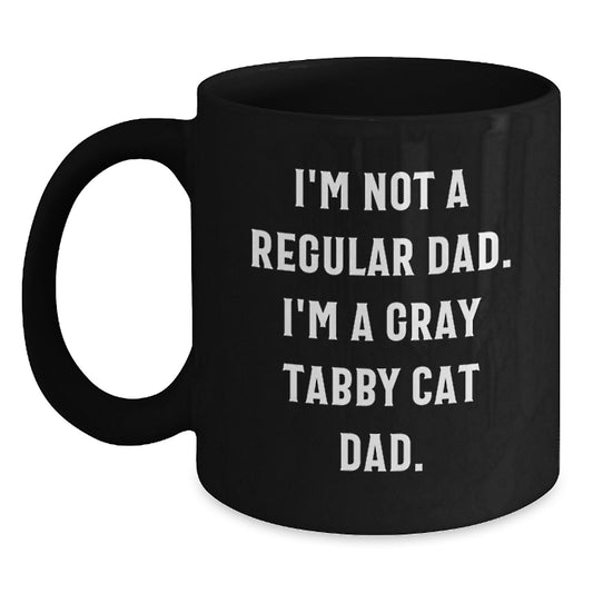 Funny Gray Tabby Cat Gifts for Dad, Unique Black Coffee Mug, Christmas Unique Gifts from Men to Gray Tabby Cat Lover - Main