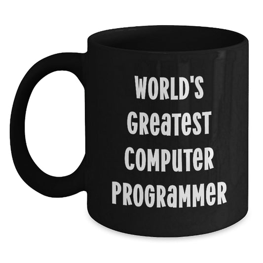 Funny Computer Programmer Gifts for Him, World's Greatest Mug, Black Coffee Mug for Programmer Dad, Father's Day Unique Gifts from Family - Main