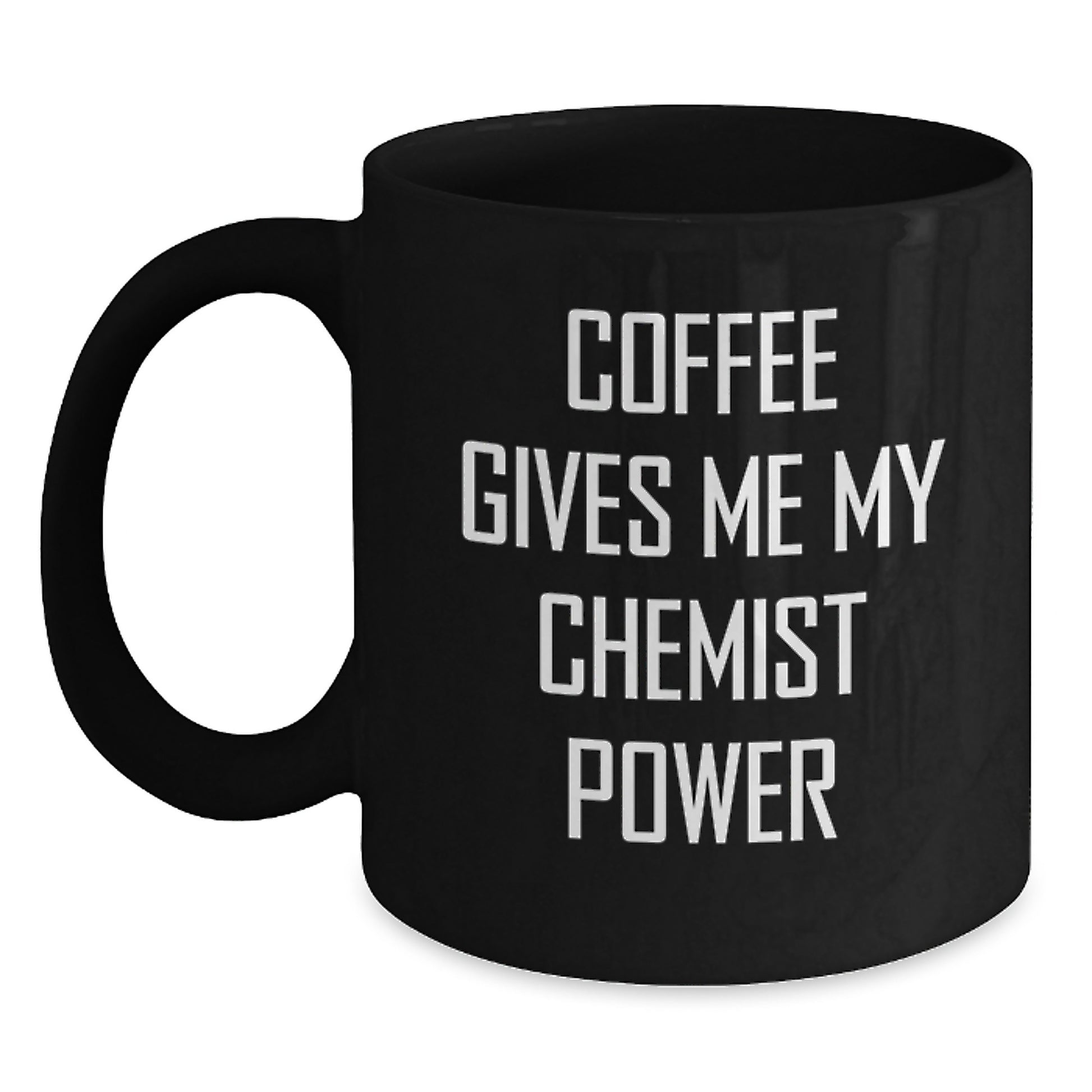Funny Chemist Gifts for Men and Women, Black Coffee Mug with Coffee Gives Me My Chemist Power, Unique Graduation Gifts from Family - Main