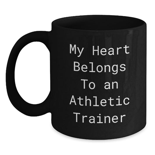 Gifts for Men - Funny Athletic Trainer Coffee Mug, 'My Heart Belongs To An Athletic Trainer' - Unique Christmas Unique Gift, Black 11oz or 15oz Ceramic Mug - Main