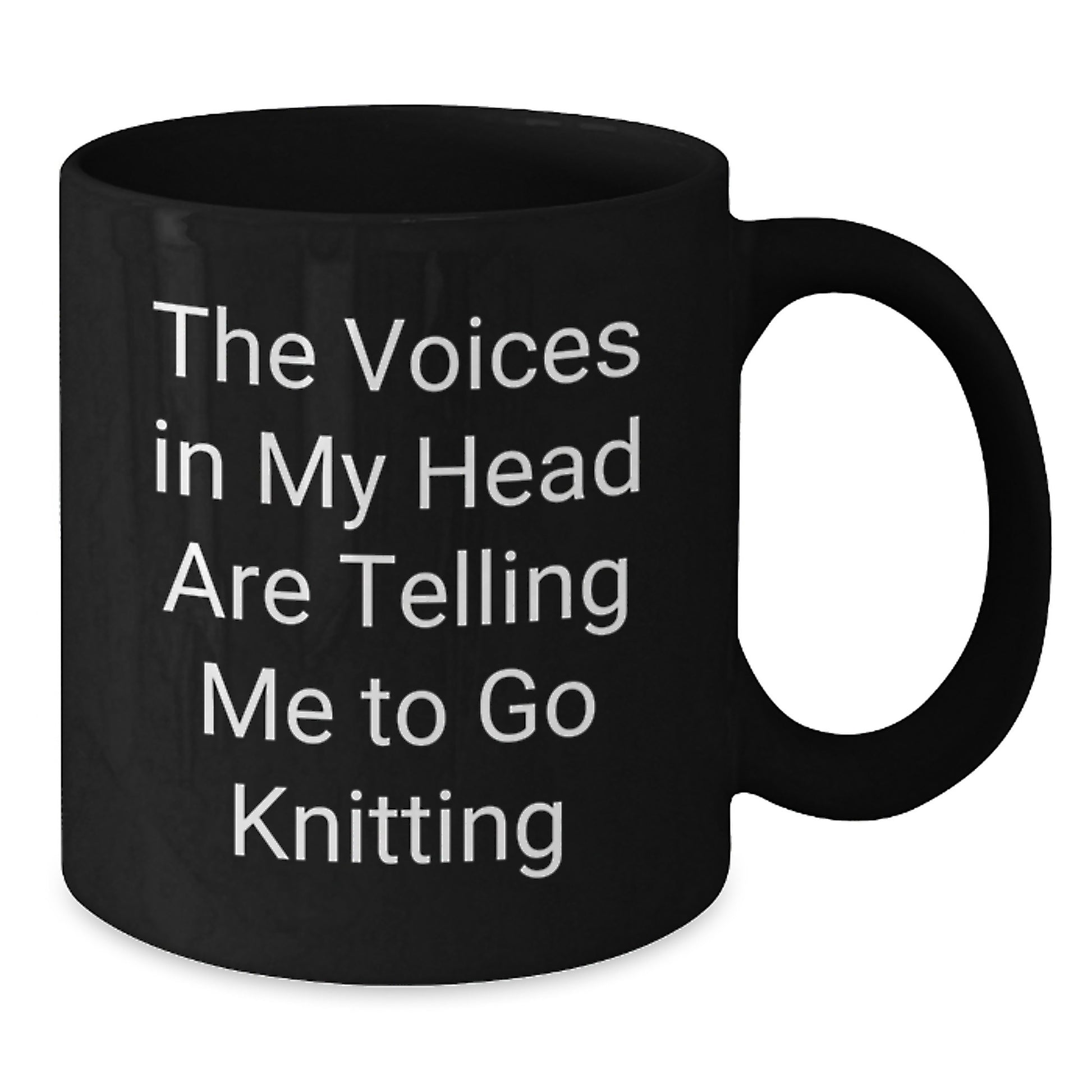 Funny Knitting Gifts from Friends for Graduation - The Voices In My Head Are Telling Me To Go Knitting Black Coffee Mug - Additional