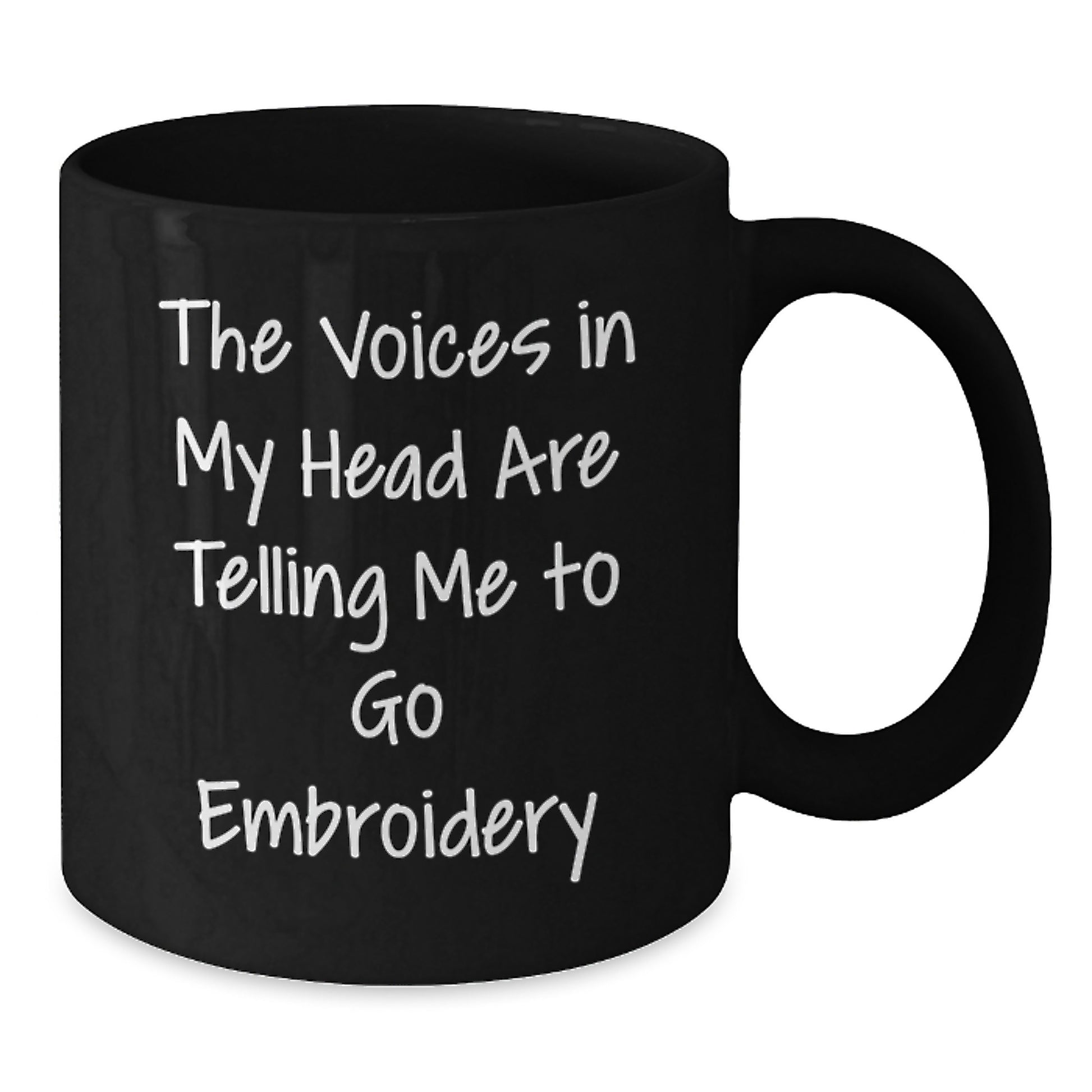 Funny Embroidery Gifts for Embroidery Lovers, Black Coffee Mug with The Voices In My Head Are Telling Me To Go Embroidery Quote, Graduation Unique Gifts from Friends - Additional