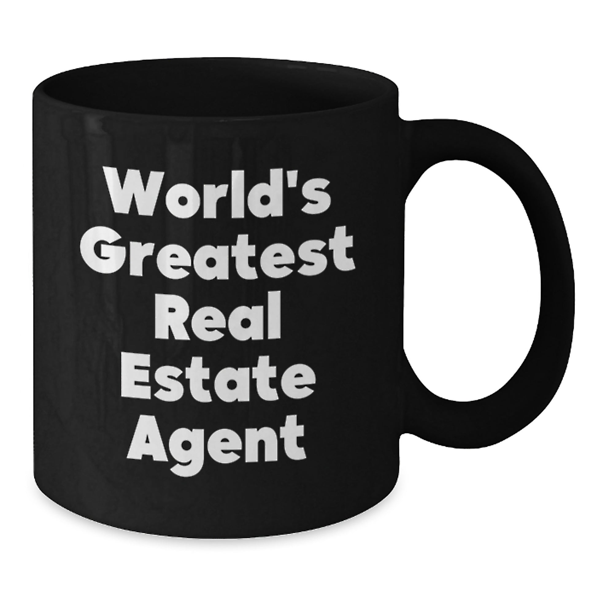 Funny Gifts for Real Estate Agent Friends, Real Estate Agent Coffee Lover Mug, 'World's Greatest Real Estate Agent' Quote Black Coffee Mug - Additional