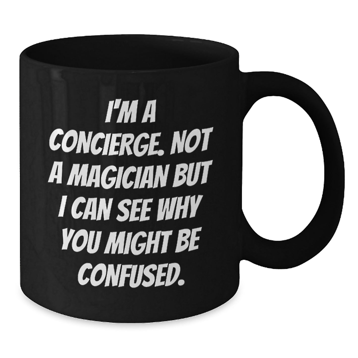 Funny Concierge Gifts for Men - Black Coffee Mug Christmas Unique Finds from Friends - Additional