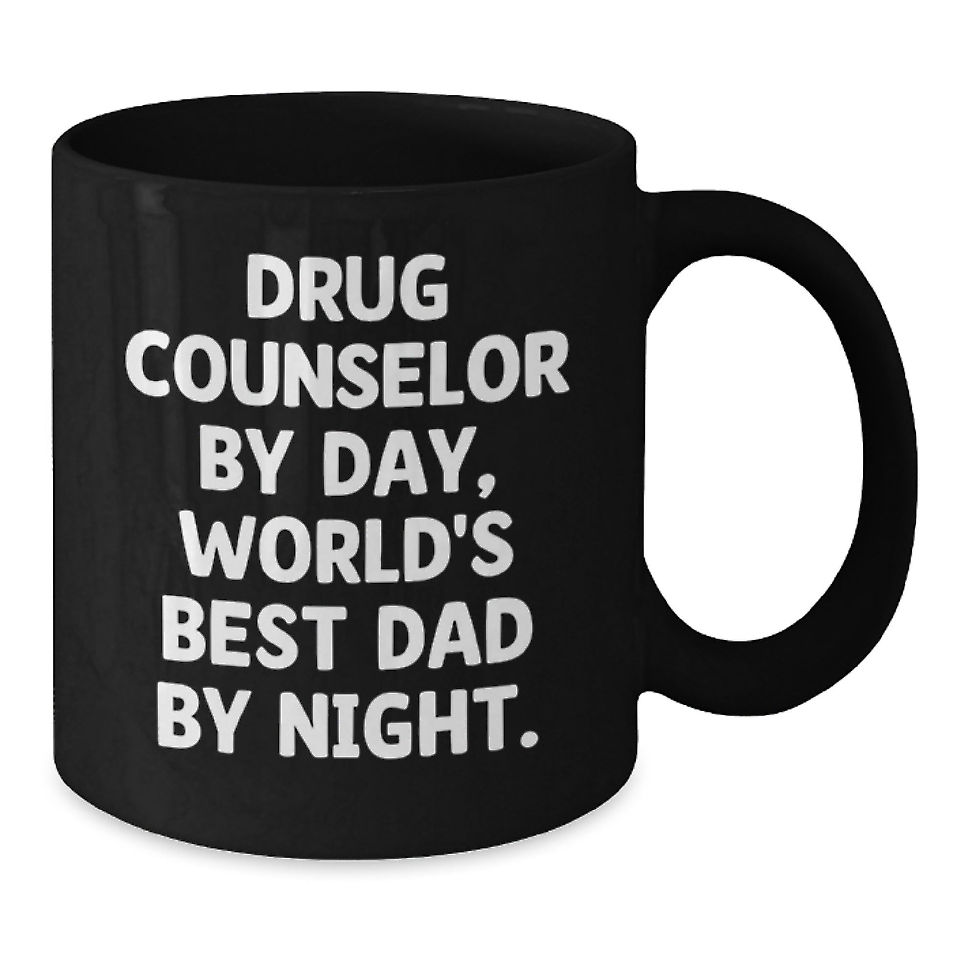 Funny Drug Counselor Gifts from Men to Friends, Custom Black Coffee Mug for Drug Counselor By Day, World's Best Dad By Night. - Additional