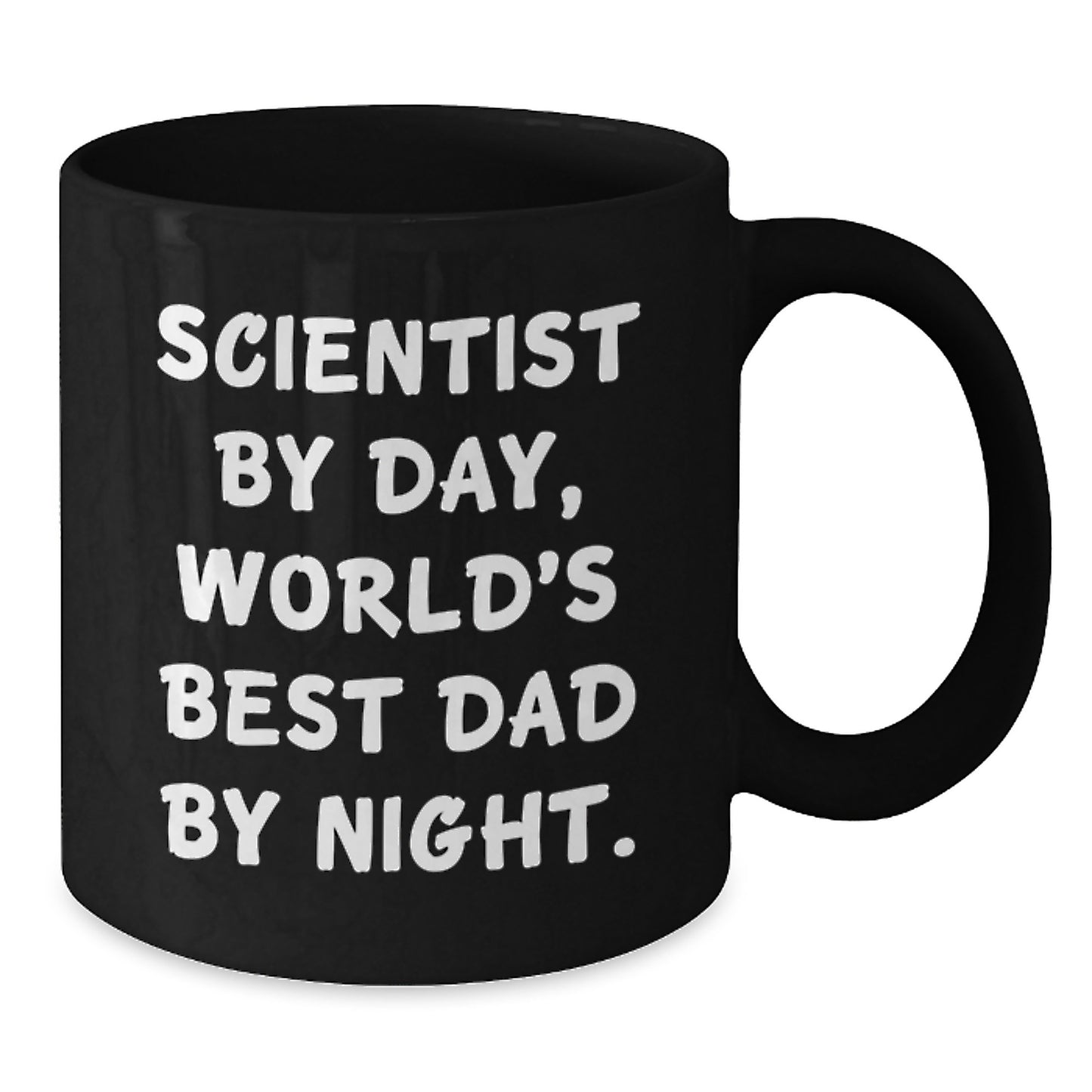 Funny Scientist Gifts for Men Christmas Unique Presents from Dad to World's Best Scientist By Day, Black Coffee Mug - Additional