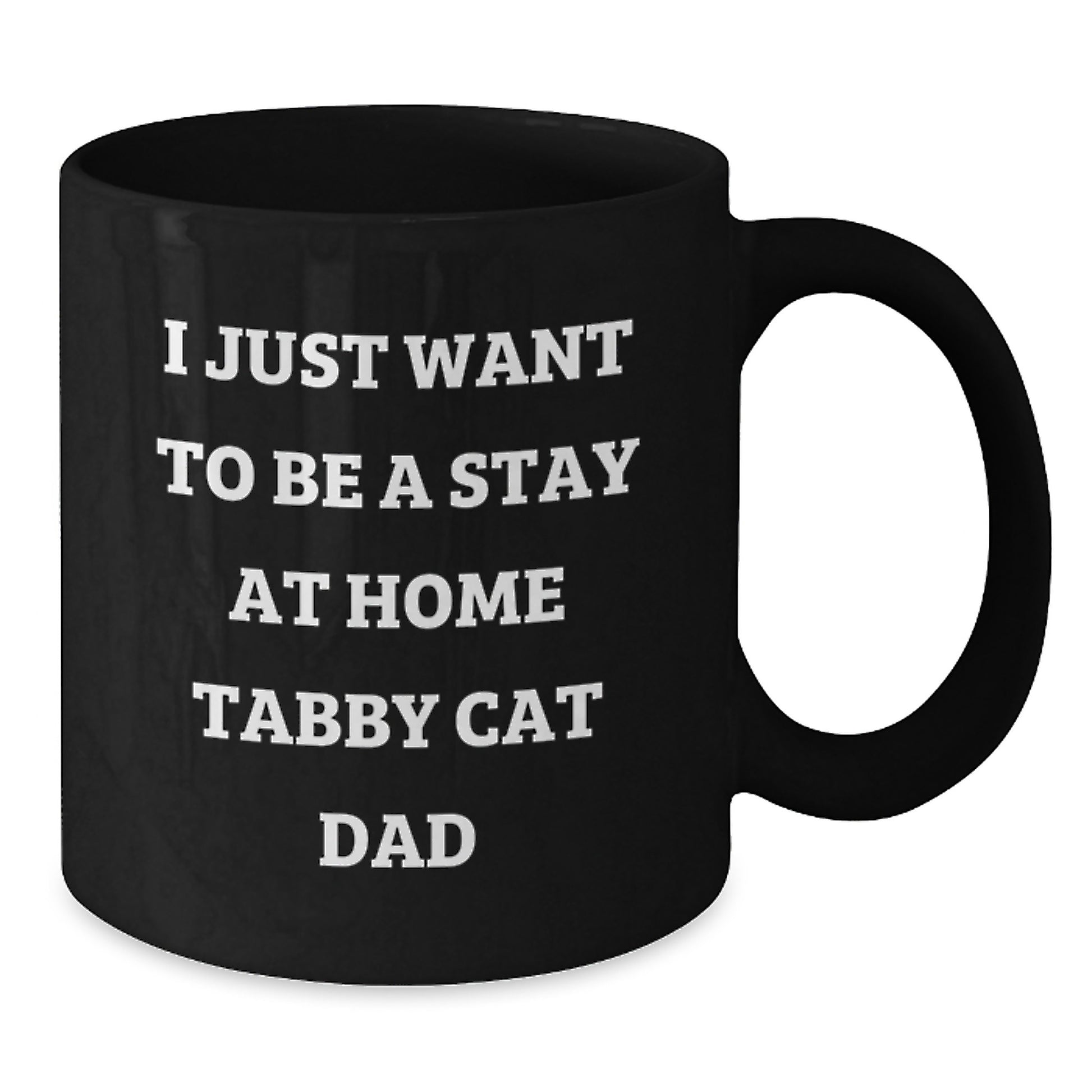 Funny Tabby Cat Dad Gifts for Men, Black Coffee Mug, I Just Want To Be A Stay At Home Tabby Cat Dad, Unique Birthday Unique Gifts from Family - Additional