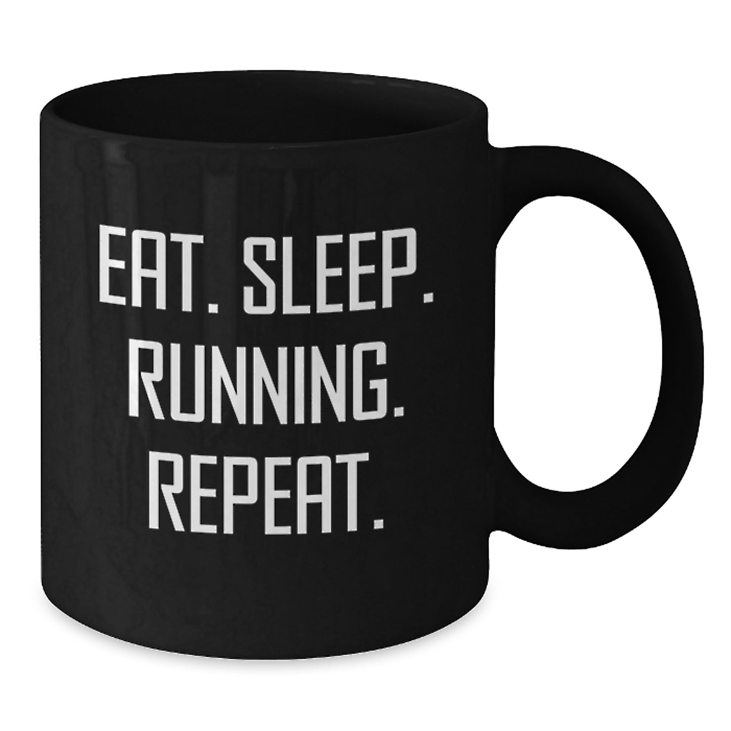 Funny Running Gift for Men Friends Coworkers Black Coffee Mug Eat. Sleep. Running. Repeat. - Additional
