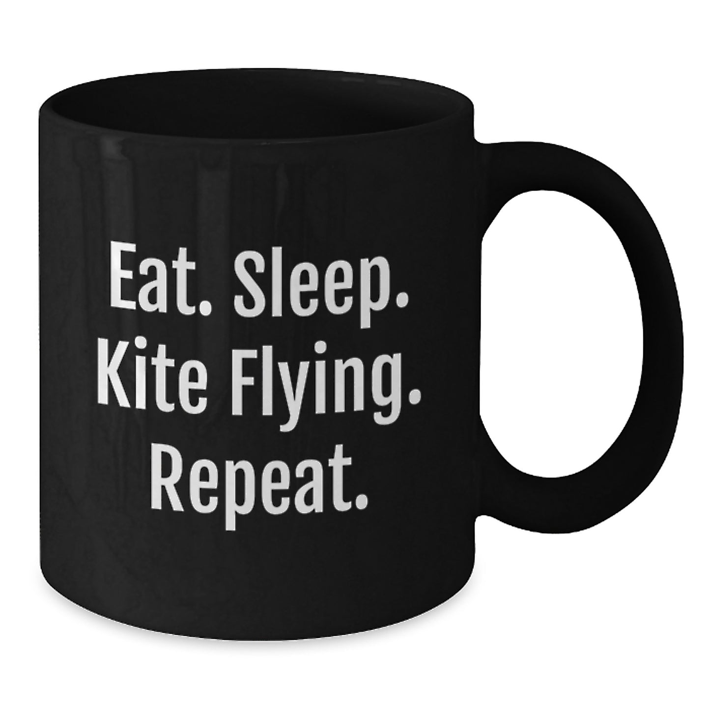 Funny Kite Flying Gifts from Friends, Unique Black Coffee Mugs for Kite Enthusiasts, Eat. Sleep. Kite Flying. Repeat. Inspirational Graduation Mug - Additional