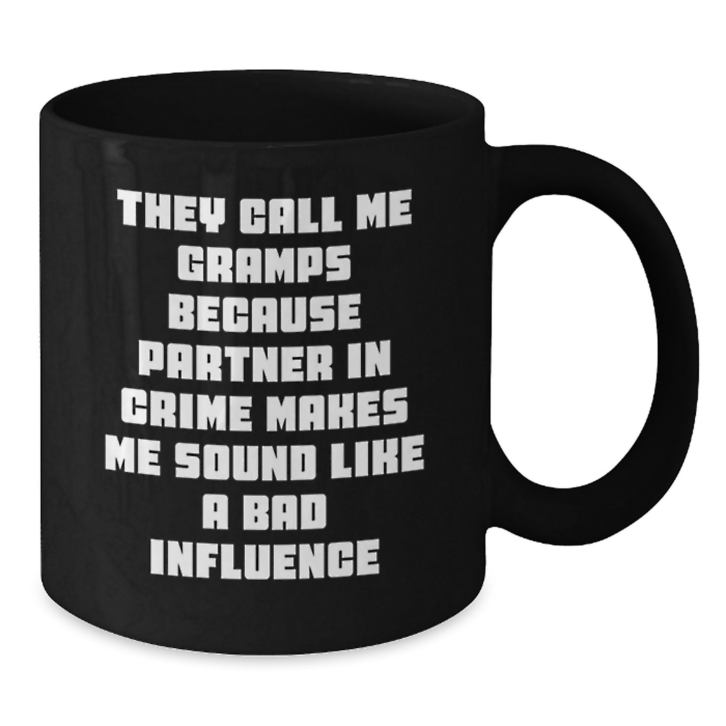 Funny Gramps Gifts for Him, Partner in Crime Mug, Black Coffee Mug for Men, Christmas Unique Presents from Friends - Additional