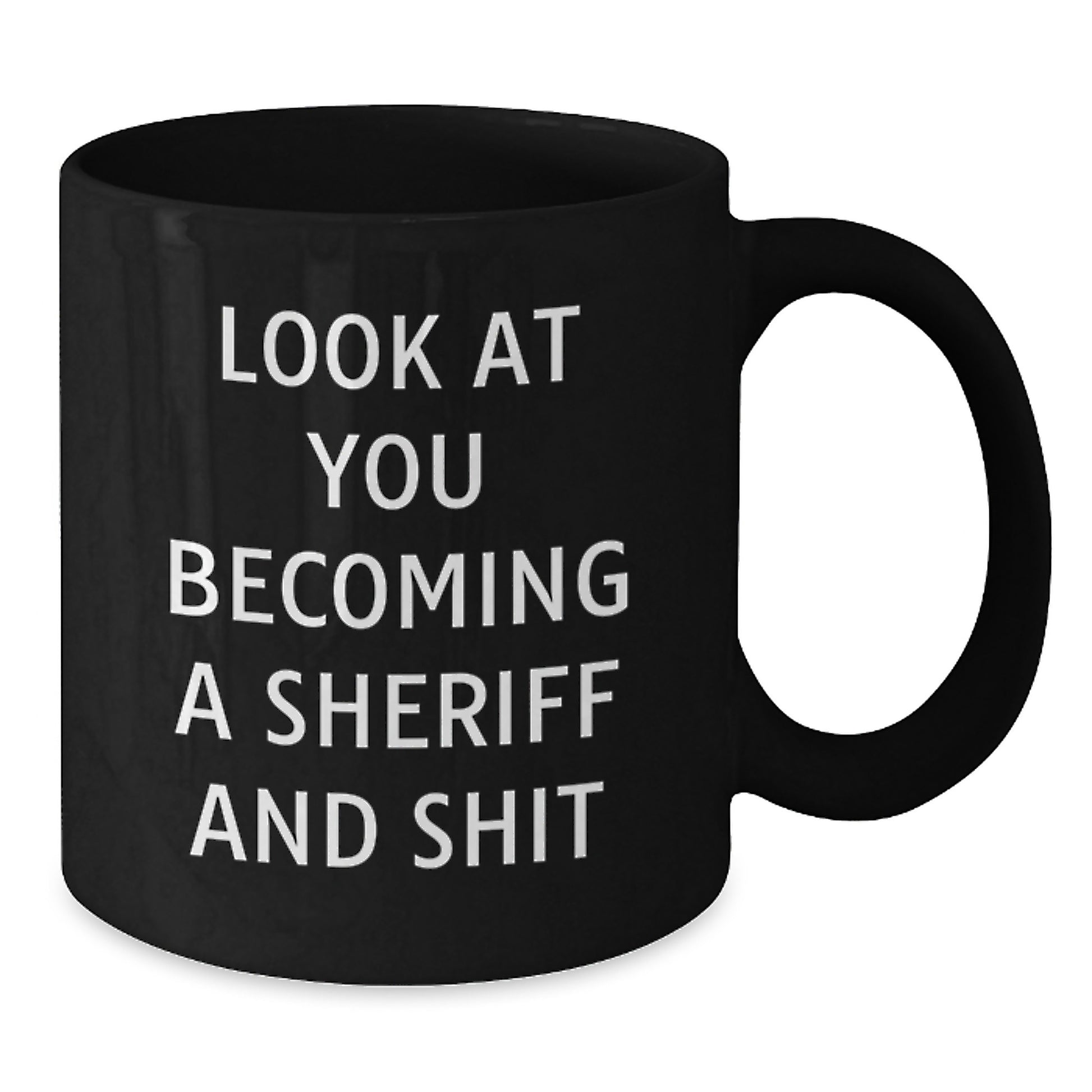Funny Sheriff Gifts for Him Birthday Unique Mugs from Friends Black Coffee Mug - Additional