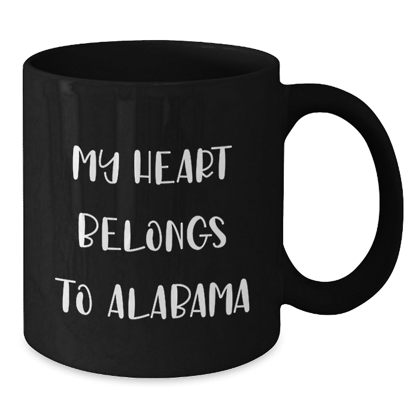 Funny Alabama Gifts for Men from My Heart Belongs To Alabama Black Coffee Mug, Birthday Unique Gifts for Family - Additional