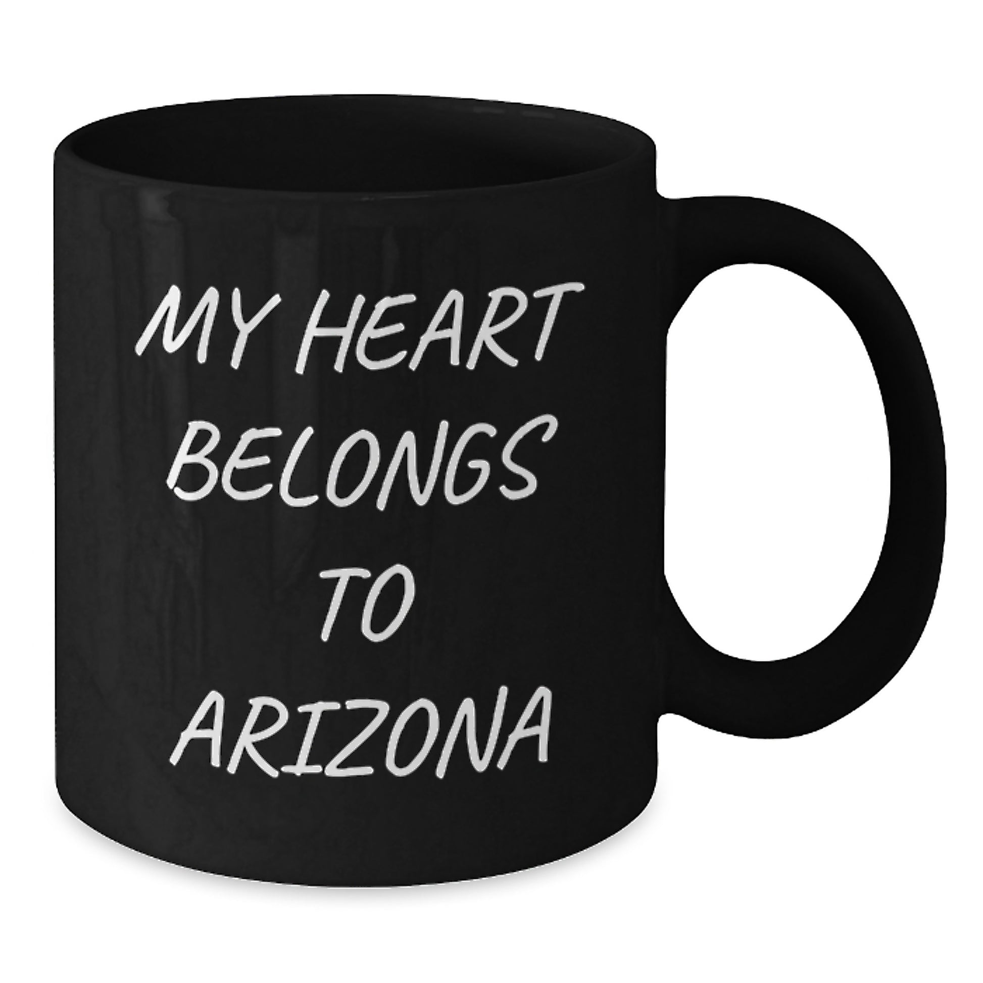 Arizona Gifts from Friends - 'My Heart Belongs To Arizona' Funny Black Coffee Mug for Birthday, Unique Gifts for Arizona Lovers, Arizona State Gifts - Additional
