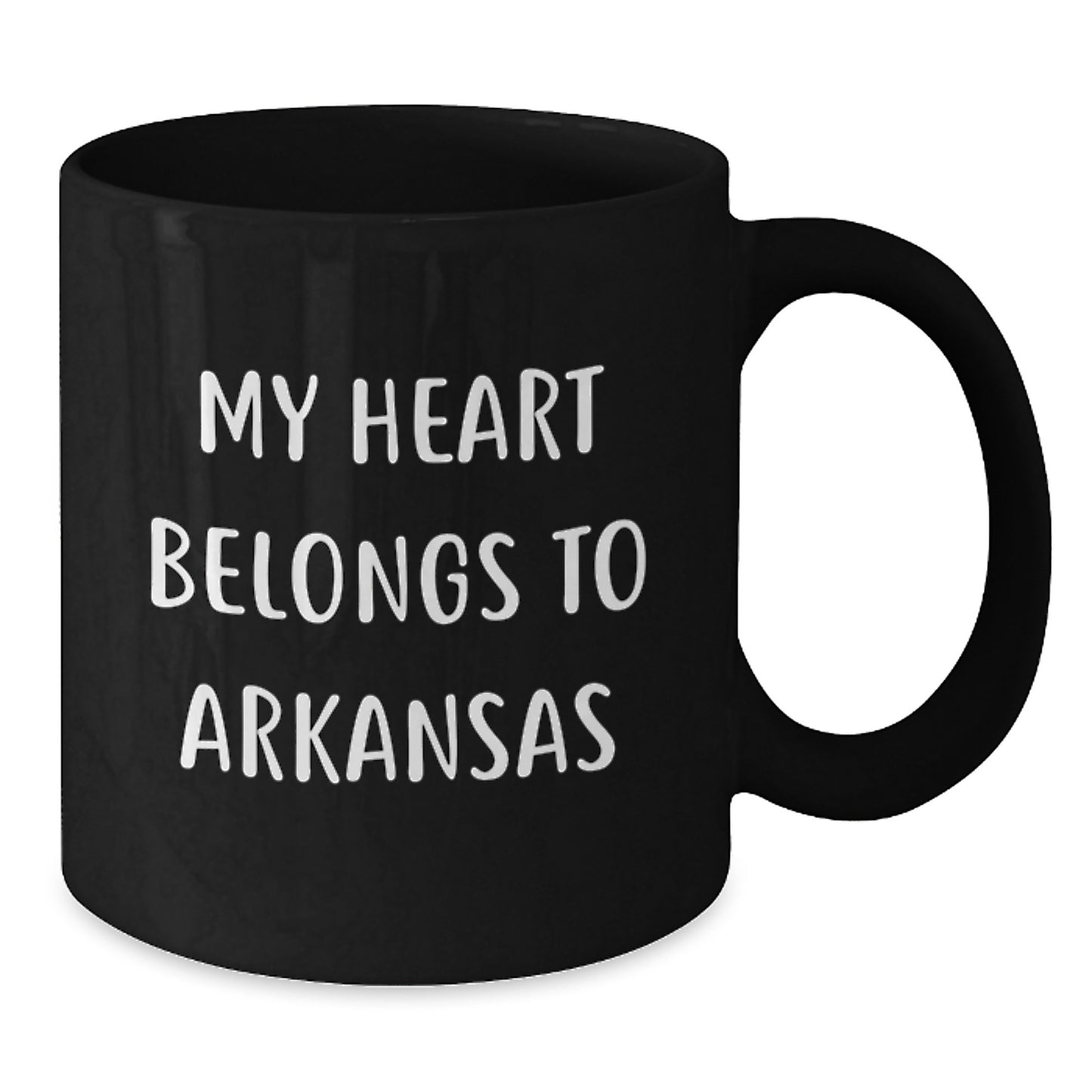 Funny Arkansas Gifts, 'My Heart Belongs To Arkansas' Black Coffee Mug for Birthday, Gifts from Friends, Gifts for Arkansas Lovers - Additional