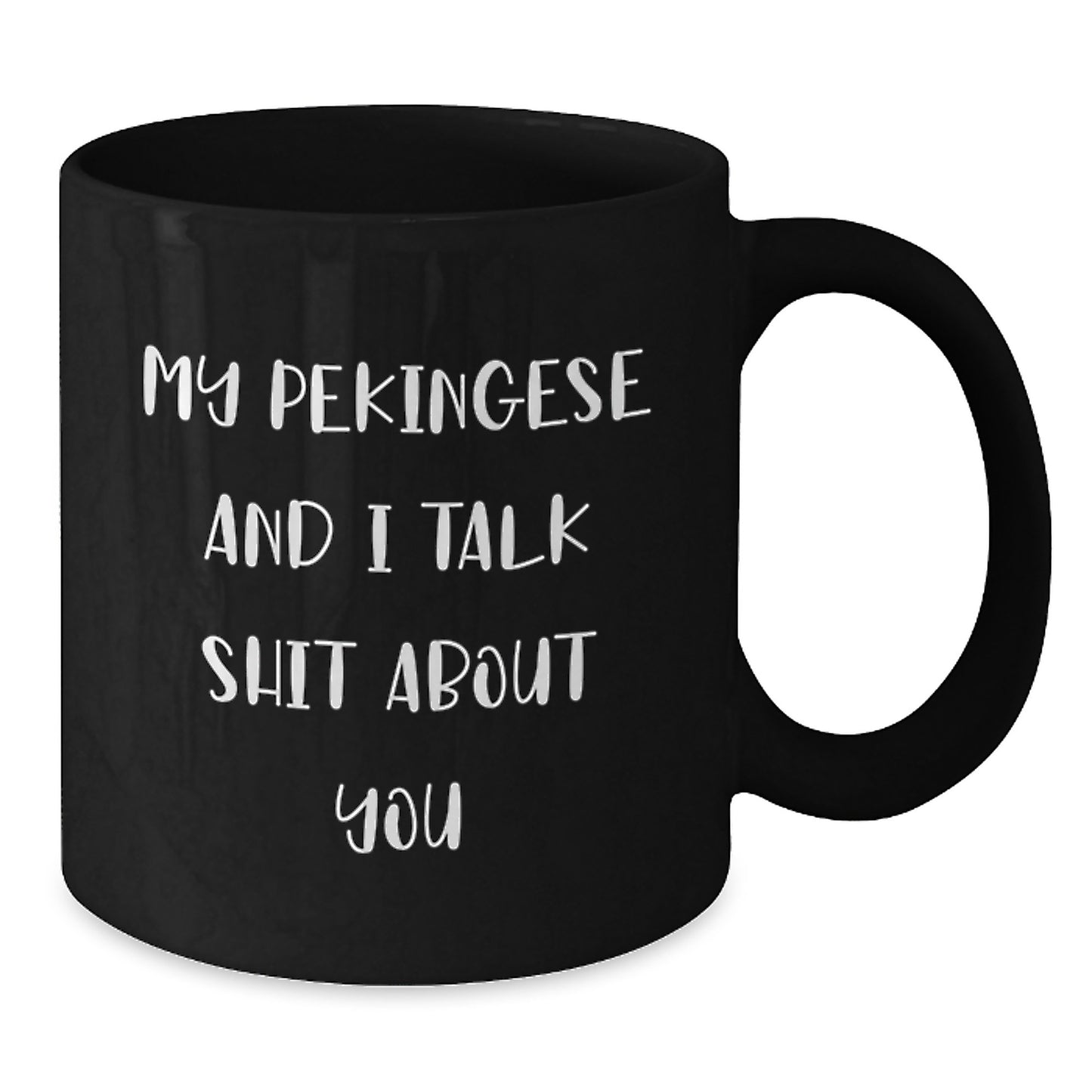 Funny Pekingese Dog Lover Gifts from Dad to Son for Father's Day Black Coffee Mug - Additional