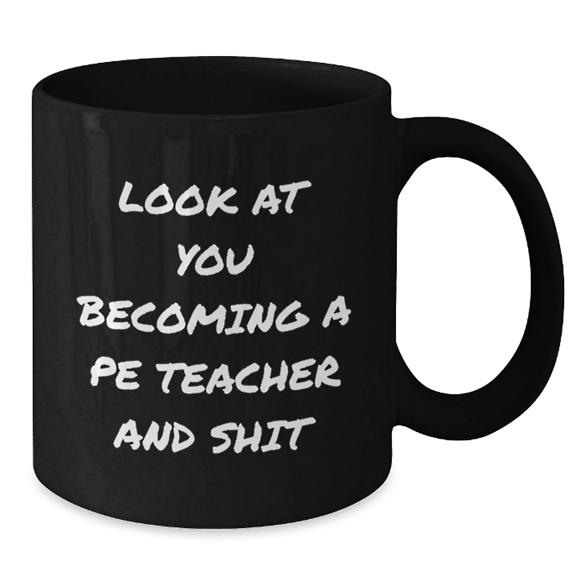 Funny PE Teacher Black Coffee Mug Gifts from Friends for Christmas, Best Gift for PE Teacher Men Women, Unique PE Teacher Mug for Everyday Use, Christmas Unique Gifts - Additional