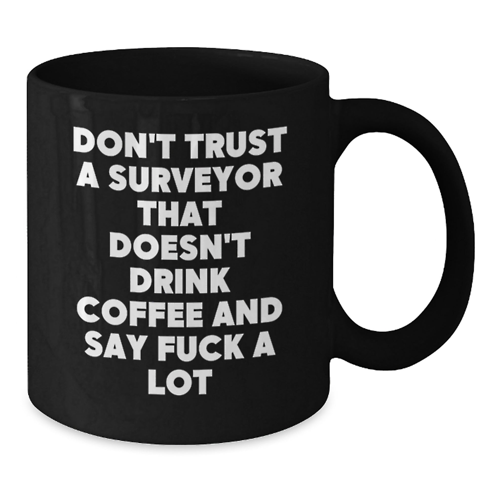 Funny Gifts for Surveyor, Surveyor Coffee Lover Mug, Birthday Unique Gifts from Friends, Surveyor Black Coffee Mug with Quote 'Don't Trust A Surveyor That Doesn't Drink Coffee And Say F--k A Lot' - Additional
