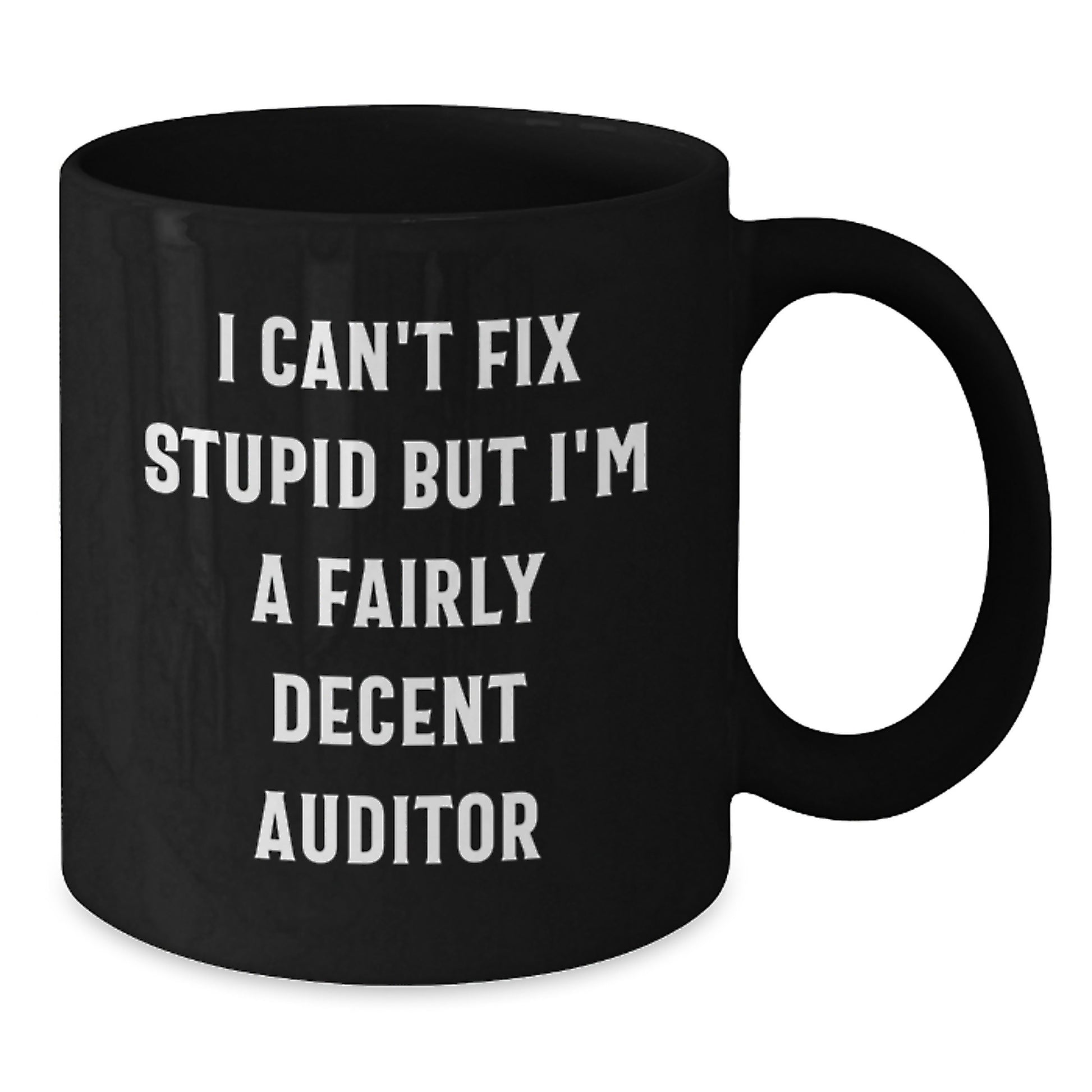 Funny Auditor Gifts Black Coffee Mug for Auditor Friends from Family 'I Can't Fix Stupid But I'm A Fairly Decent Auditor' Graduation Unique Gifts - Additional