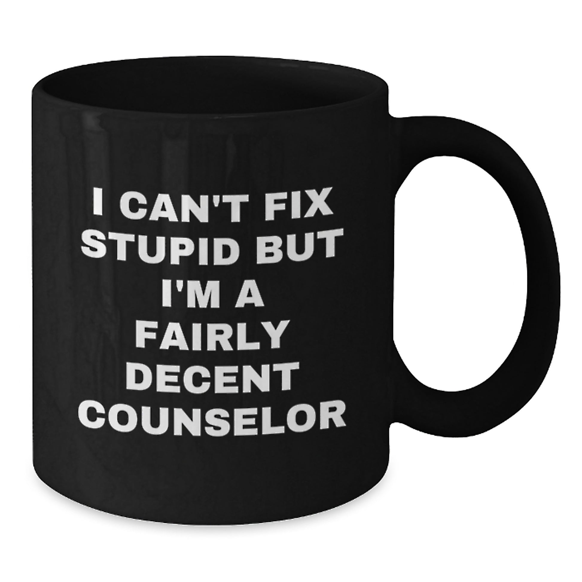 Cute Counselor Gifts for Men Women Friends, Funny Christmas Unique Black Coffee Mugs, I Can't Fix Stupid But I'm A Fairly Decent Counselor Mug, Gifts from Family Coworkers to Counselor - Additional