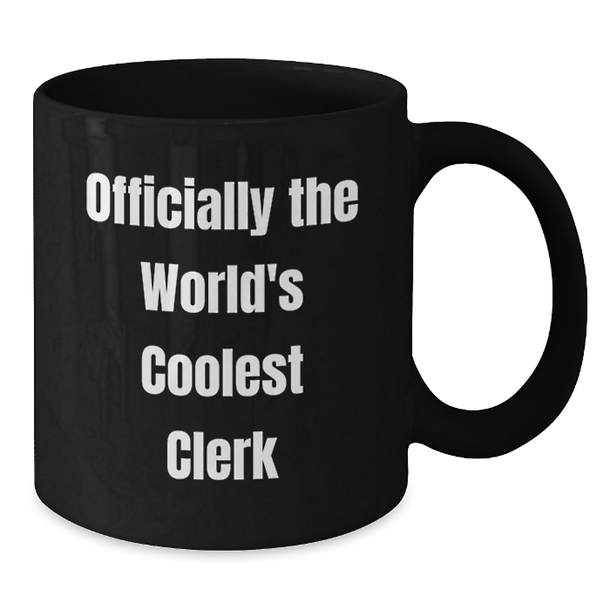Funny Clerk Gifts, Officially The World's Coolest Clerk, Black Coffee Mug, Graduation Unique Gifts from Friends to Clerk - Additional