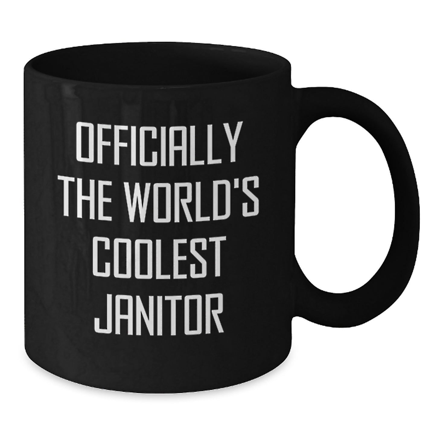 Funny Janitor Gifts - Officially The World's Coolest Janitor Black Coffee Mug for Birthday, Gifts from Friends, Coworkers, or Family - Additional