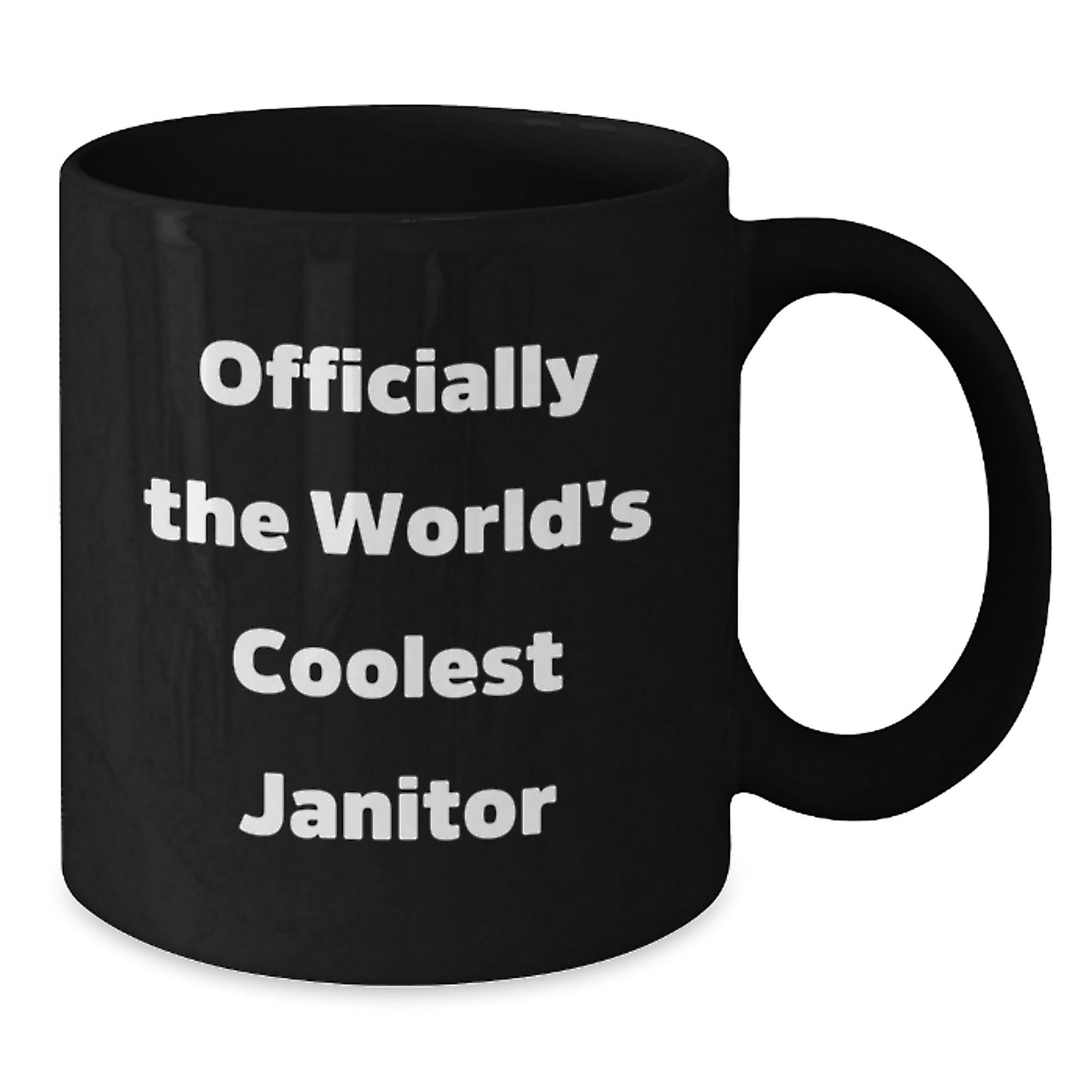 Janitor Gifts from Men to Janitor, Black Coffee Mug for Birthday, 'Officially The World's Coolest Janitor' Funny Quote - Additional