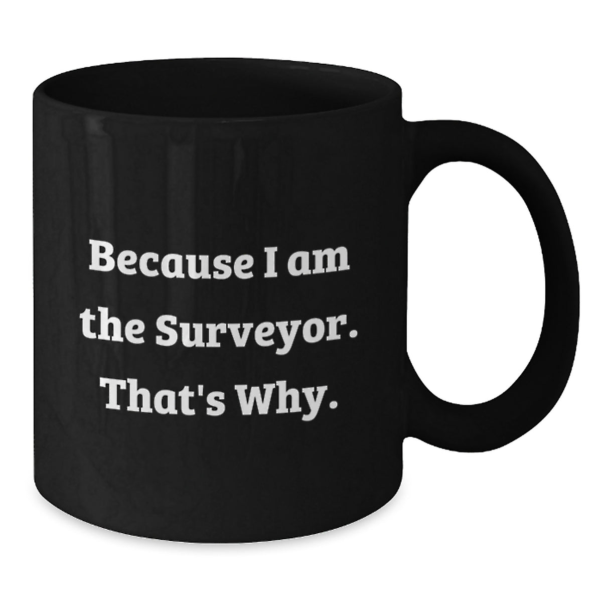 Surveyor Gift For Him - Inspiring Keepsake Black Coffee Mug - Because I - Additional