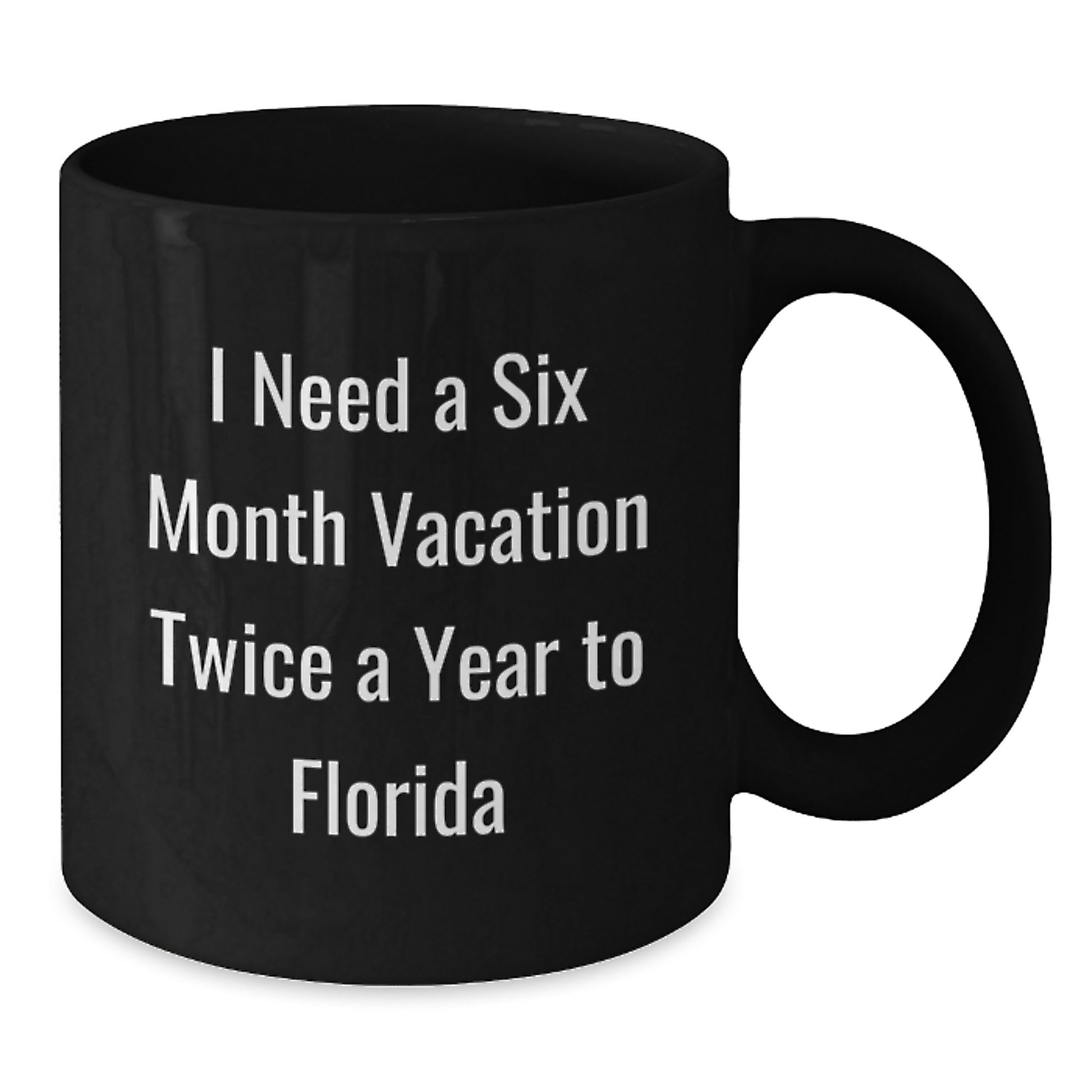 Funny Florida Quote Gifts for Men Women Friends Coworkers Family on Birthday - I Need A Six Month Vacation Twice A Year To Florida Black Coffee Mug - Additional
