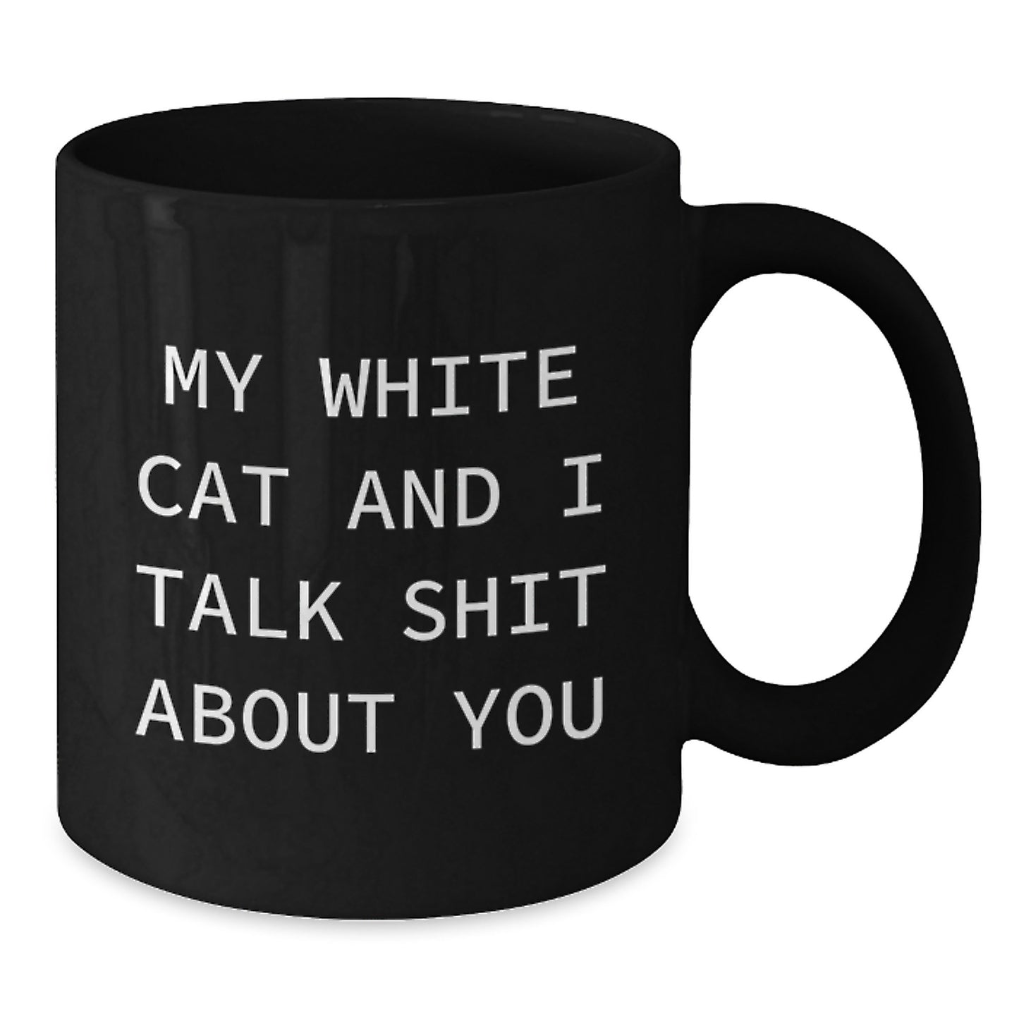 Funny White Cat Black Coffee Mugs Gifts for White Cat Lovers Friends Birthday Unique - Additional