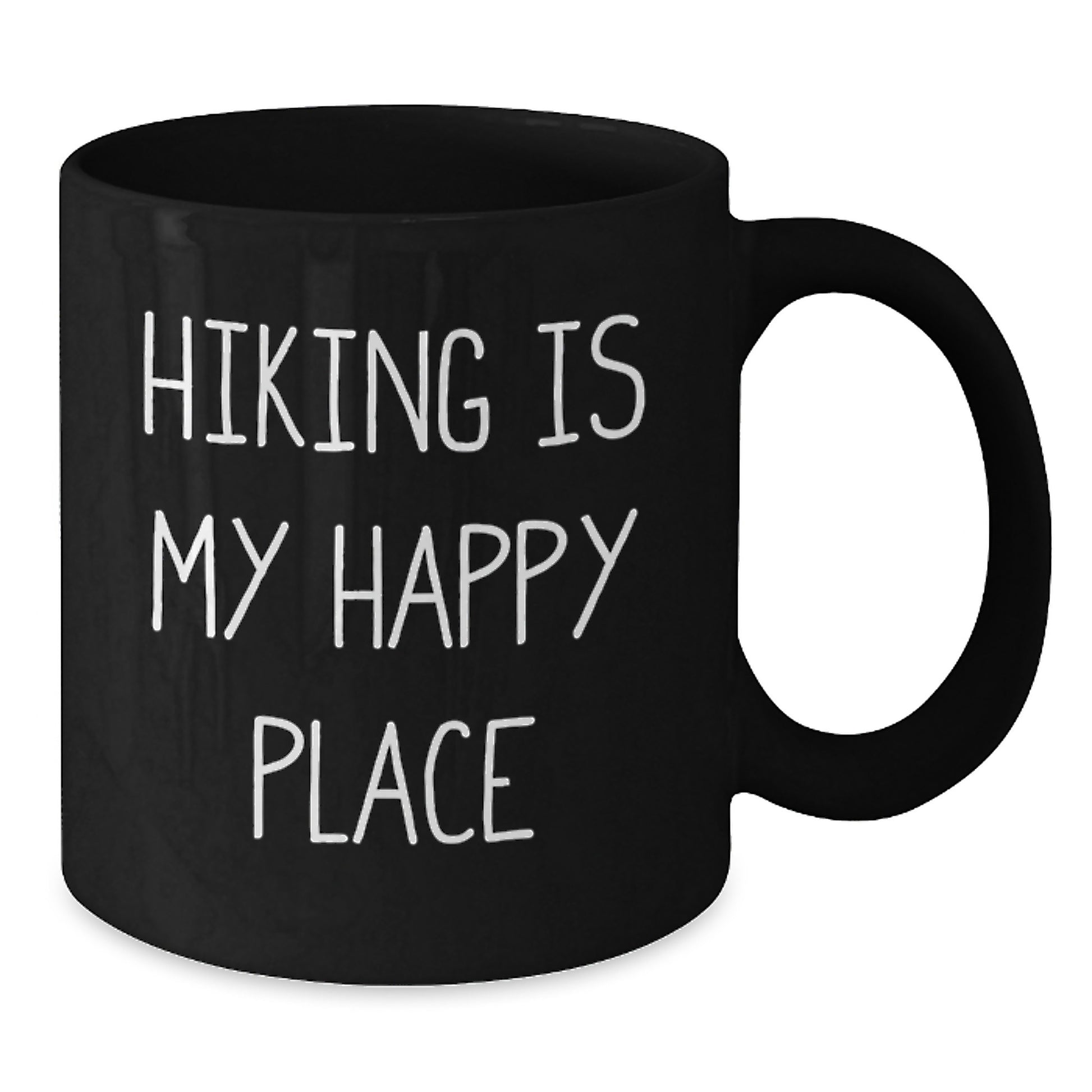 Funny Hiking Gifts for Men on Father's Day Black Coffee Mug with 'Hiking Is My Happy Place' Quote - Additional