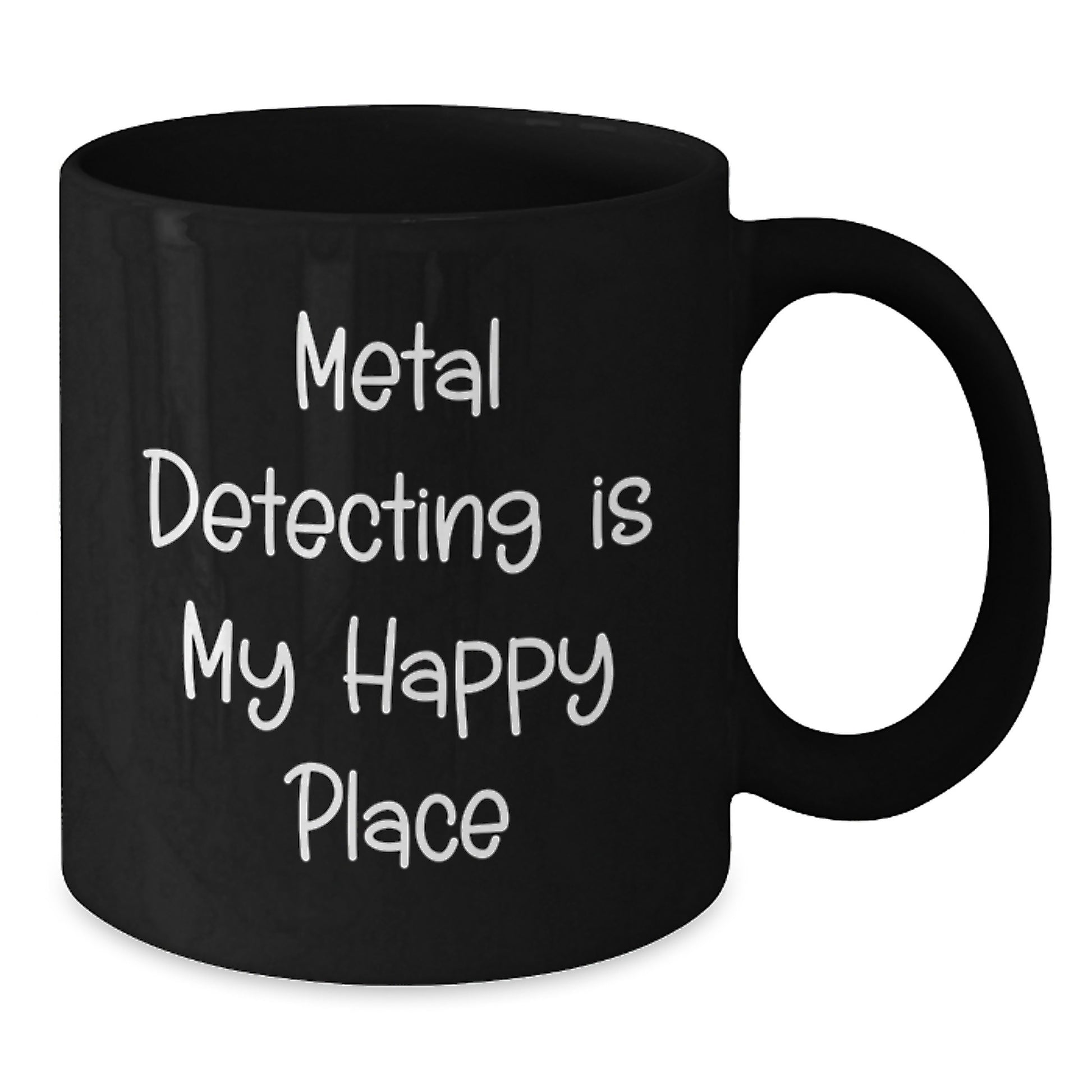 Funny Metal Detecting Gifts for Valentine's, Black Coffee Mug for Metal Detector Enthusiasts, Metal Detecting Is My Happy Place Quote Gifts from Friends to Friends - Additional