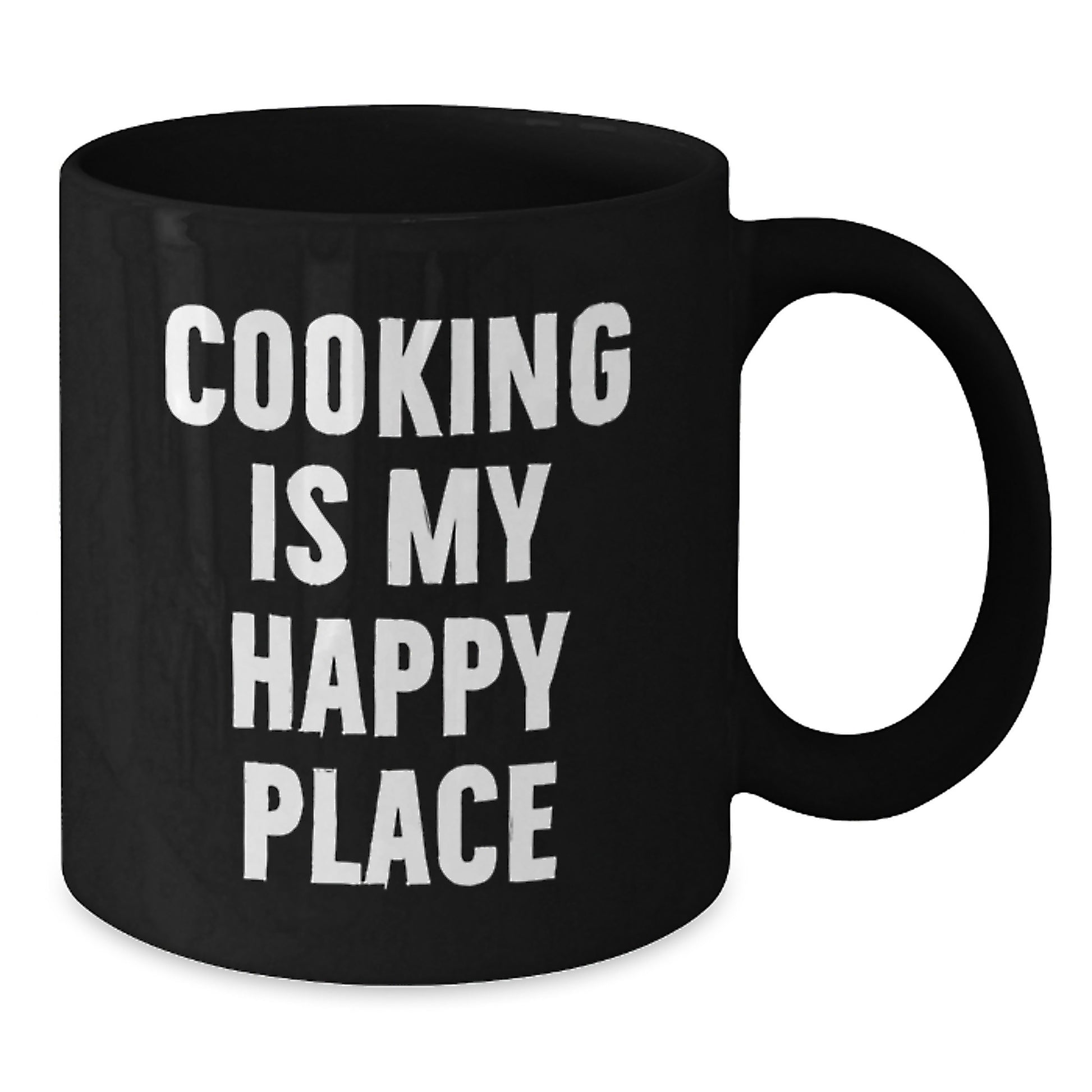 Funny 'Cooking Is My Happy Place' Black Coffee Mug Gifts from Women to Friends on Valentine's - Additional