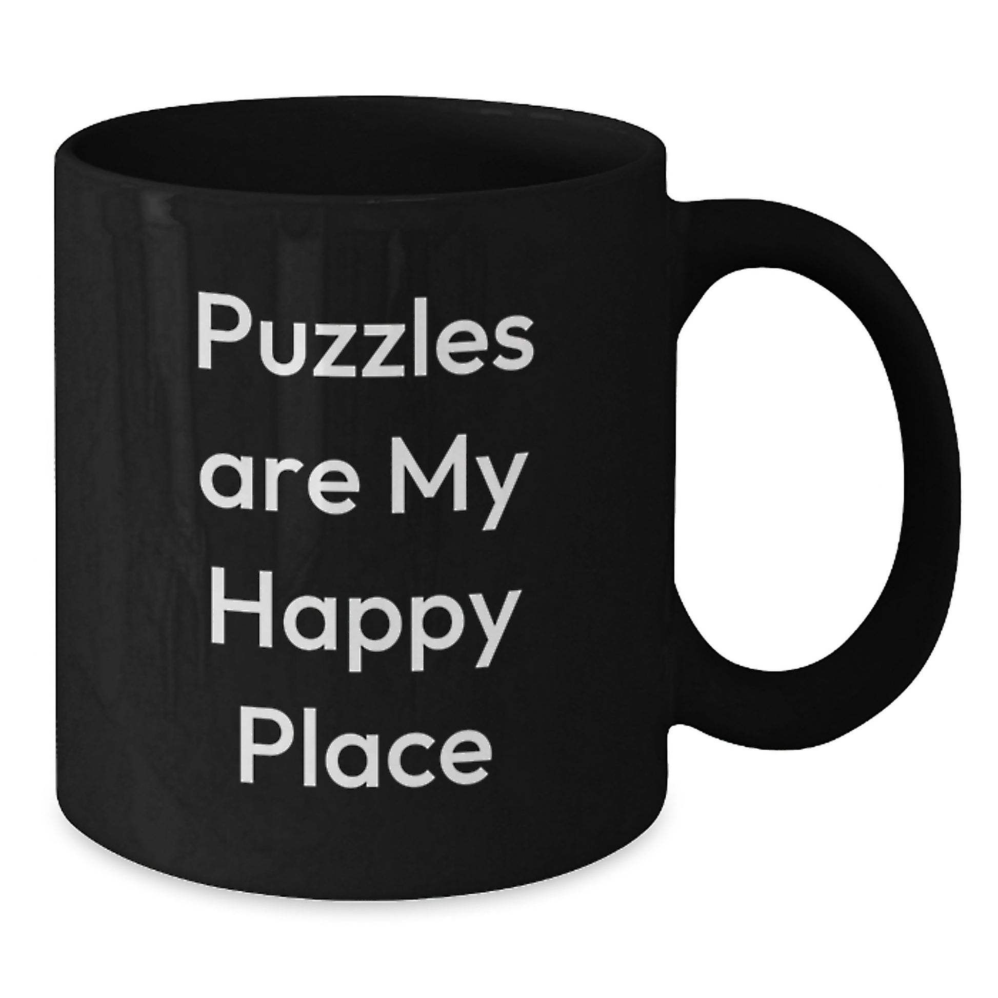 Puzzles Lover Gifts from Friends, Funny Black Coffee Mug for Puzzles Enthusiasts, Unique Valentine's Gifts for Women, Puzzles Are My Happy Place - Additional