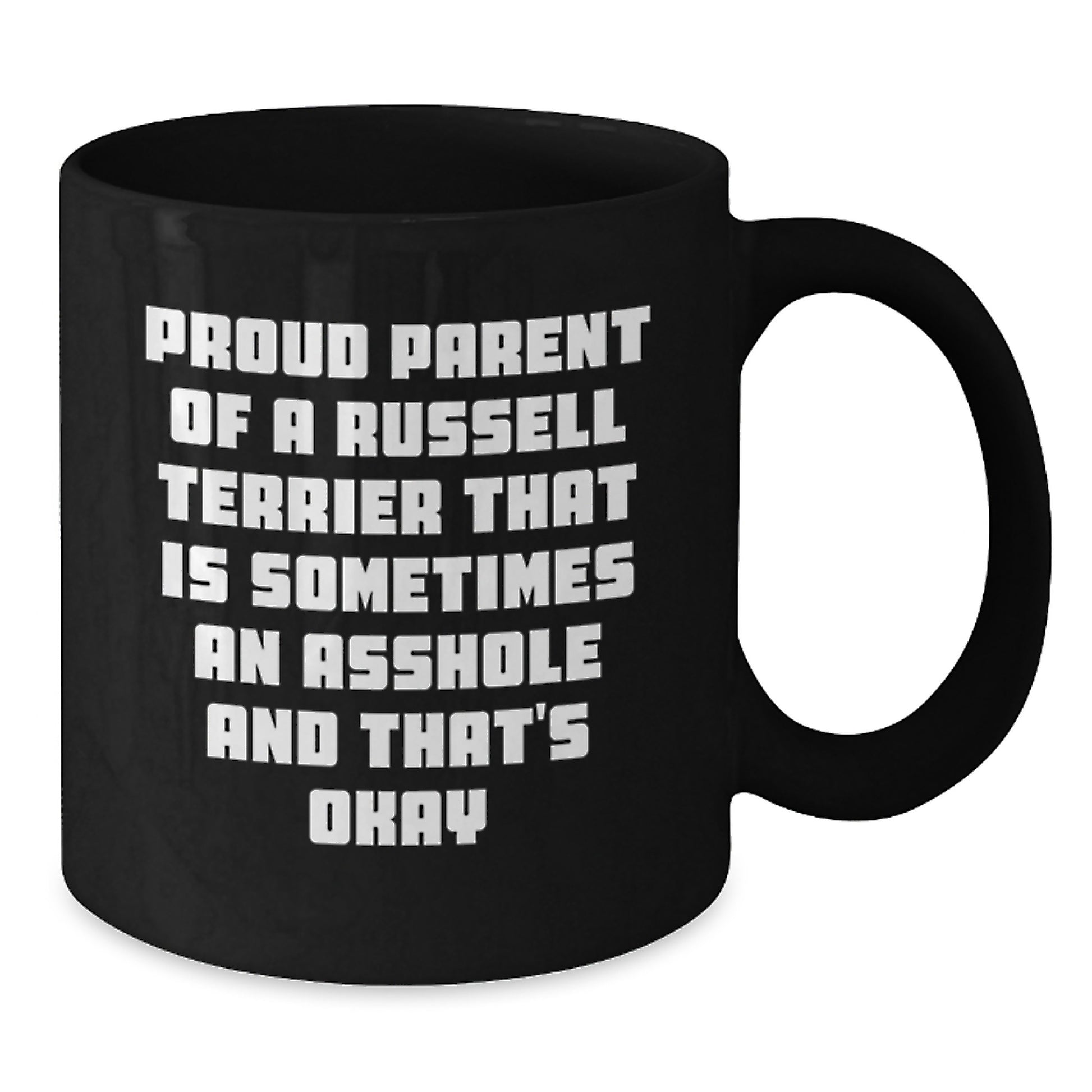 Funny Russell Terrier Dog Gifts for Men, Funny Birthday Unique Gifts from Family, Russell Terrier Dog Lover Mom Dad Black Coffee Mug, Proud Parent Mug - Additional