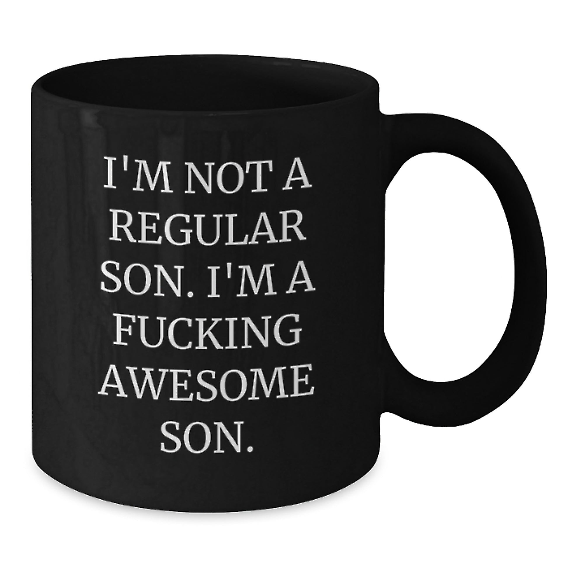 Funny Son Gifts for Men, Black Coffee Mug, I'm Not A Regular Son, Unique Christmas Unique Gifts from Family - Additional