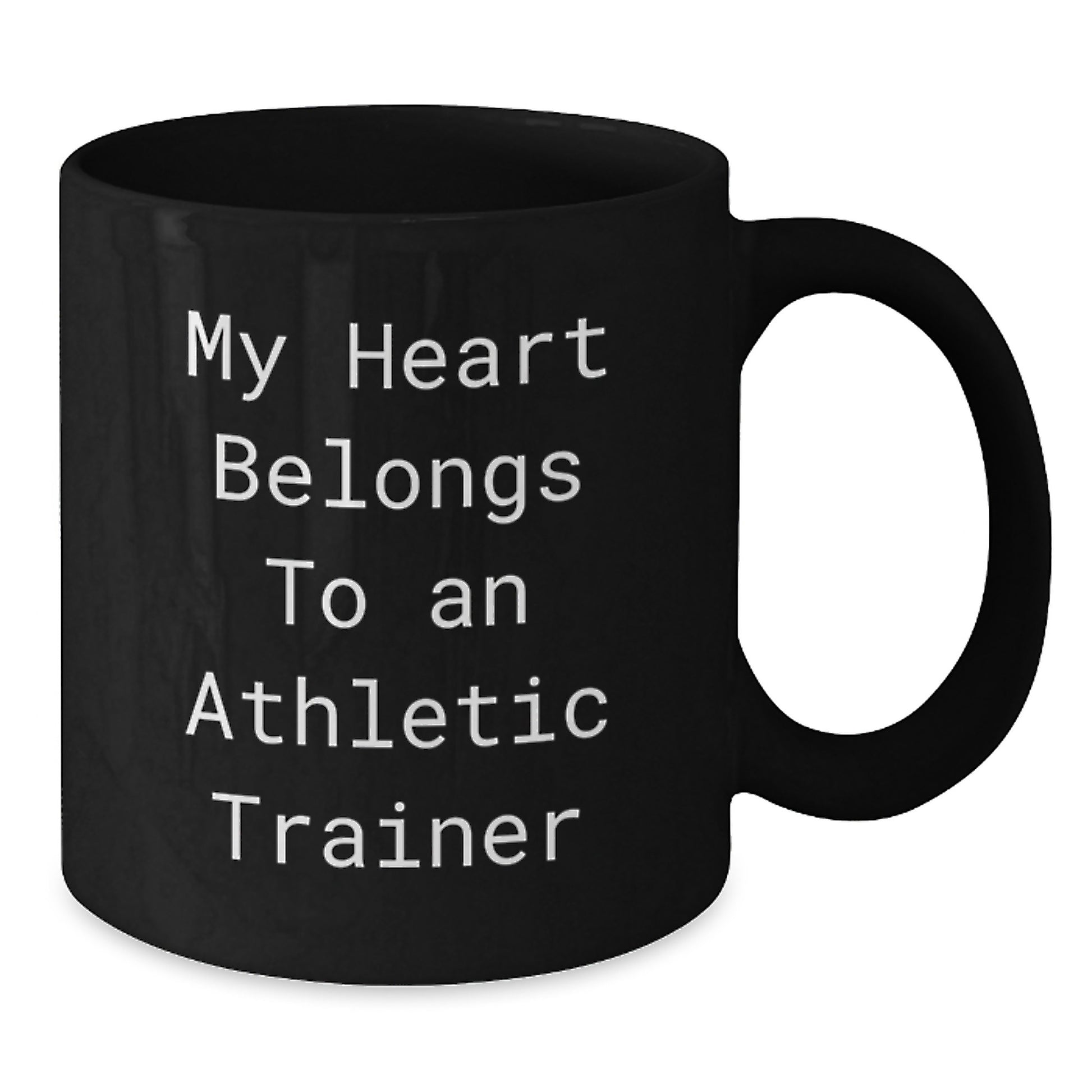 Gifts for Men - Funny Athletic Trainer Coffee Mug, 'My Heart Belongs To An Athletic Trainer' - Unique Christmas Unique Gift, Black 11oz or 15oz Ceramic Mug - Additional