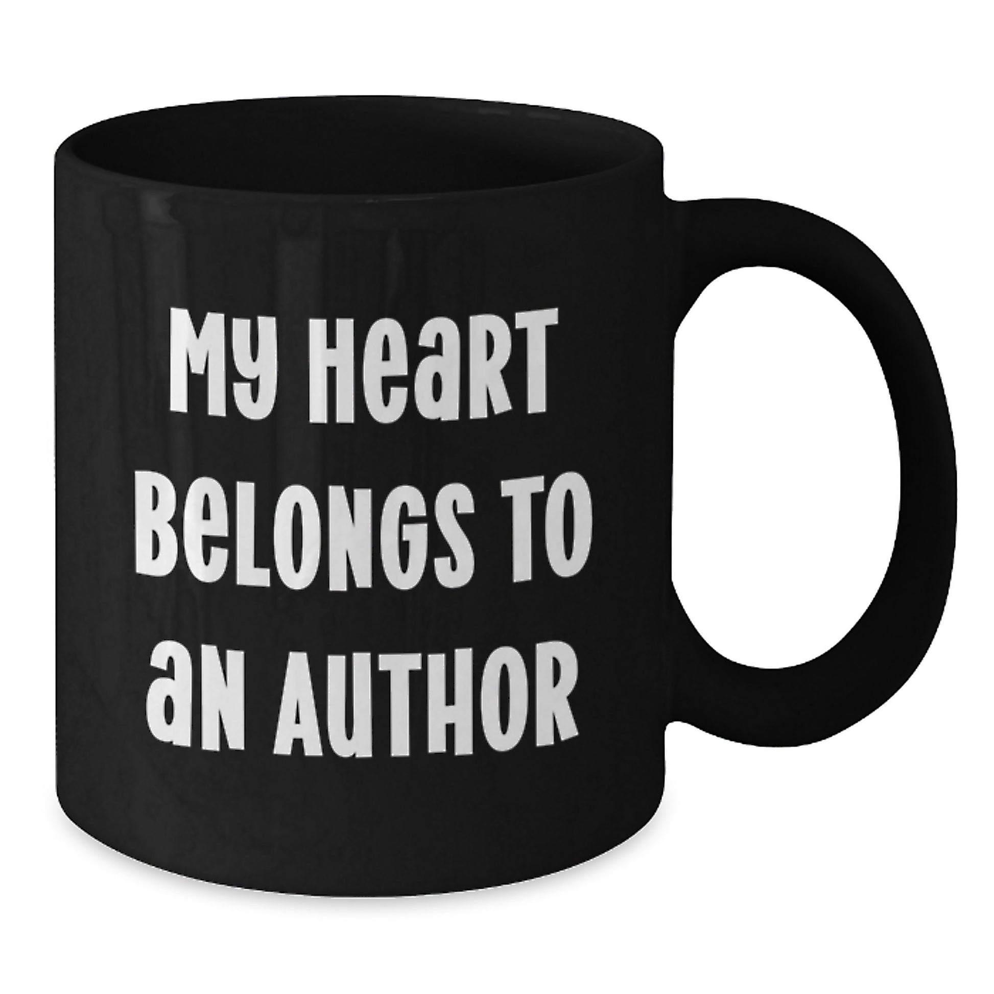 Funny Author Gifts for Men, Women, Friends, Coworkers, Family - My Heart Belongs To An Author Black Coffee Mug, Birthday Unique Gifts from Men, Women, Friends, Family - Additional