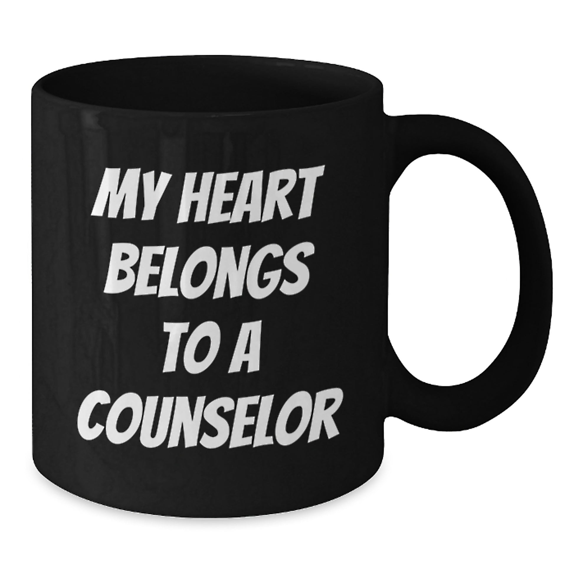 Funny Counselor Gifts from Men to Women, Graduation Unique Gifts for Counselor Friends, Black Coffee Mug with My Heart Belongs To A Counselor Quote - Additional