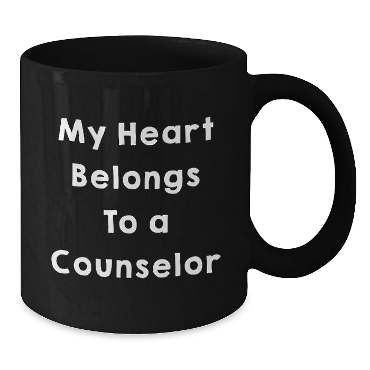 Funny Counselor Gifts for Graduation, Black Coffee Mug, 'My Heart Belongs To A Counselor' Quote, Perfect for Counselor Appreciation Day, Gifts from Family and Friends - Additional