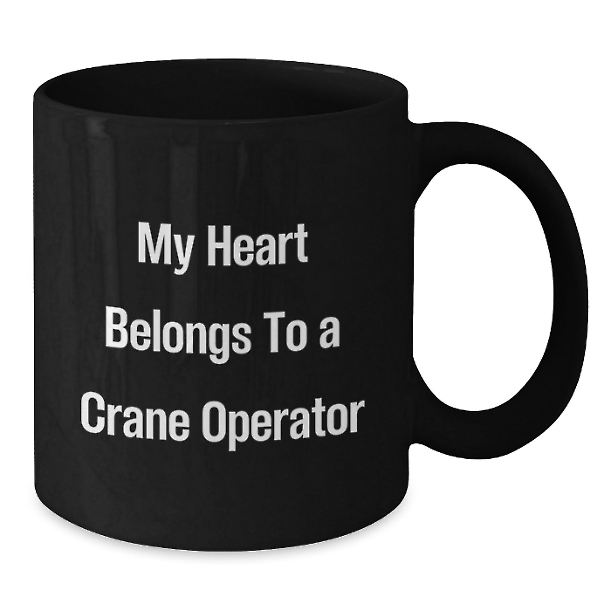 Funny Crane Operator Gifts for Men, Unique Black Coffee Mug with My Heart Belongs To A Crane Operator Quote, Graduation Unique Gifts from Friends - Additional