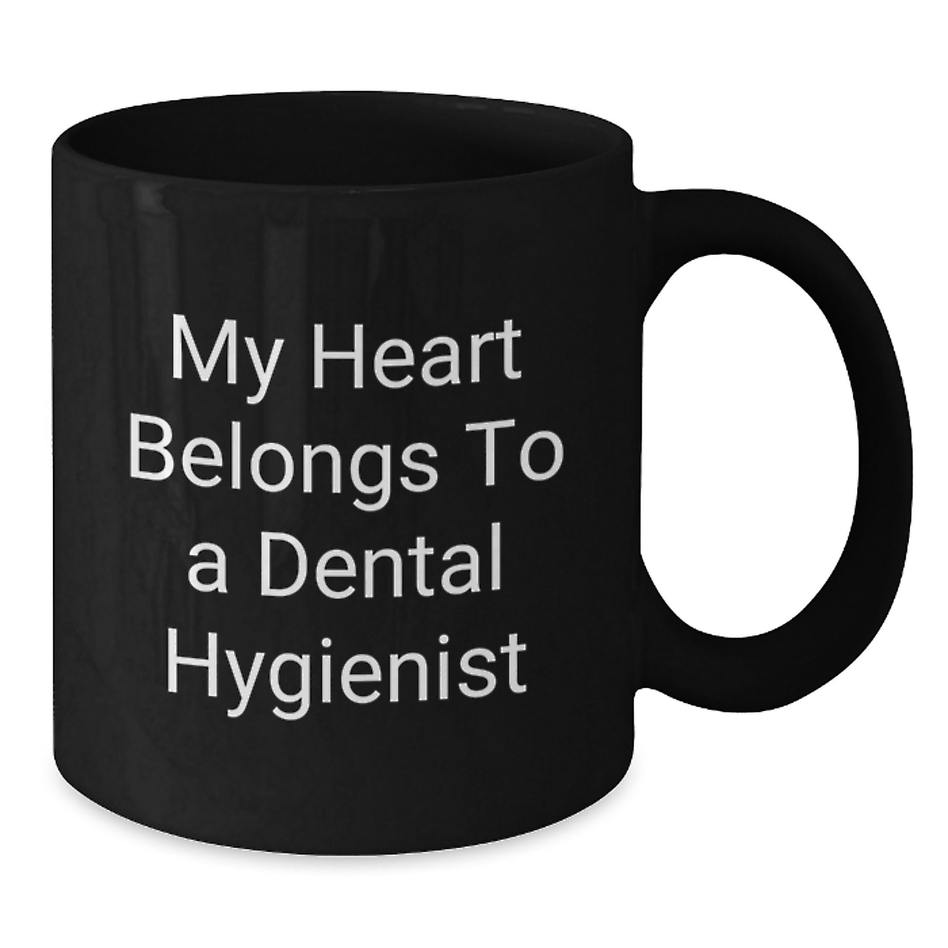 Funny Gifts from Men to Women Dental Hygienist Christmas Unique Gifts Black Coffee Mug - 'My Heart Belongs To A Dental Hygienist' - Additional