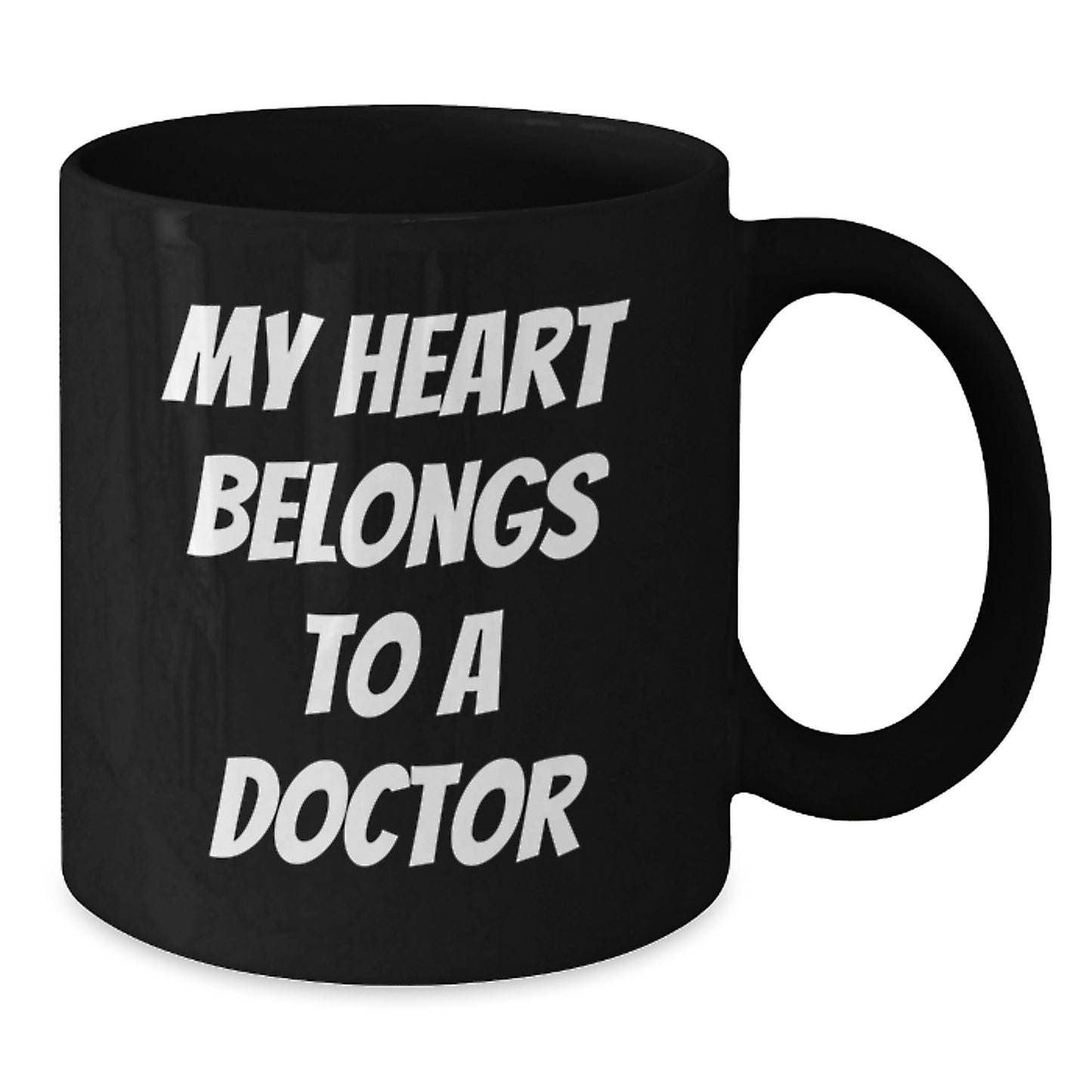 Funny Doctor Gifts from Friends for Doctor Men Black Coffee Mug My Heart Belongs To A Doctor - Additional