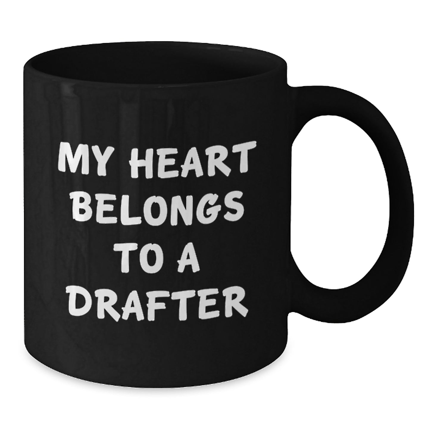Funny Drafter Gifts for Men, Black Coffee Mug, My Heart Belongs To A Drafter Graduation Unique Gifts from Friends - Additional