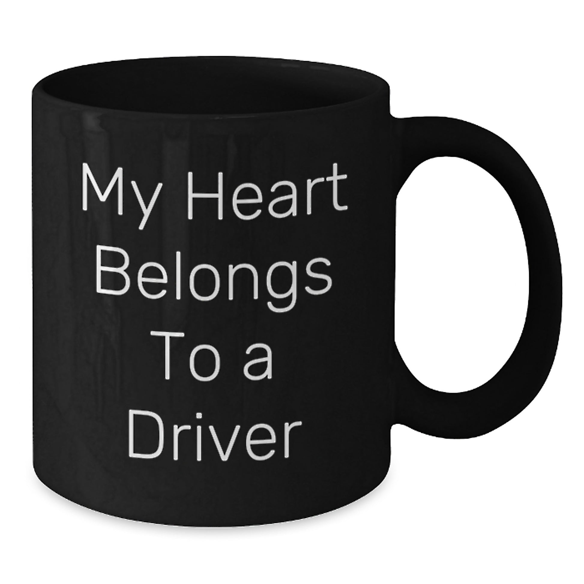 Funny Driver Gifts for Him, My Heart Belongs To A Driver, Black Coffee Mug Christmas Unique Presents from Friends to Driver - Additional
