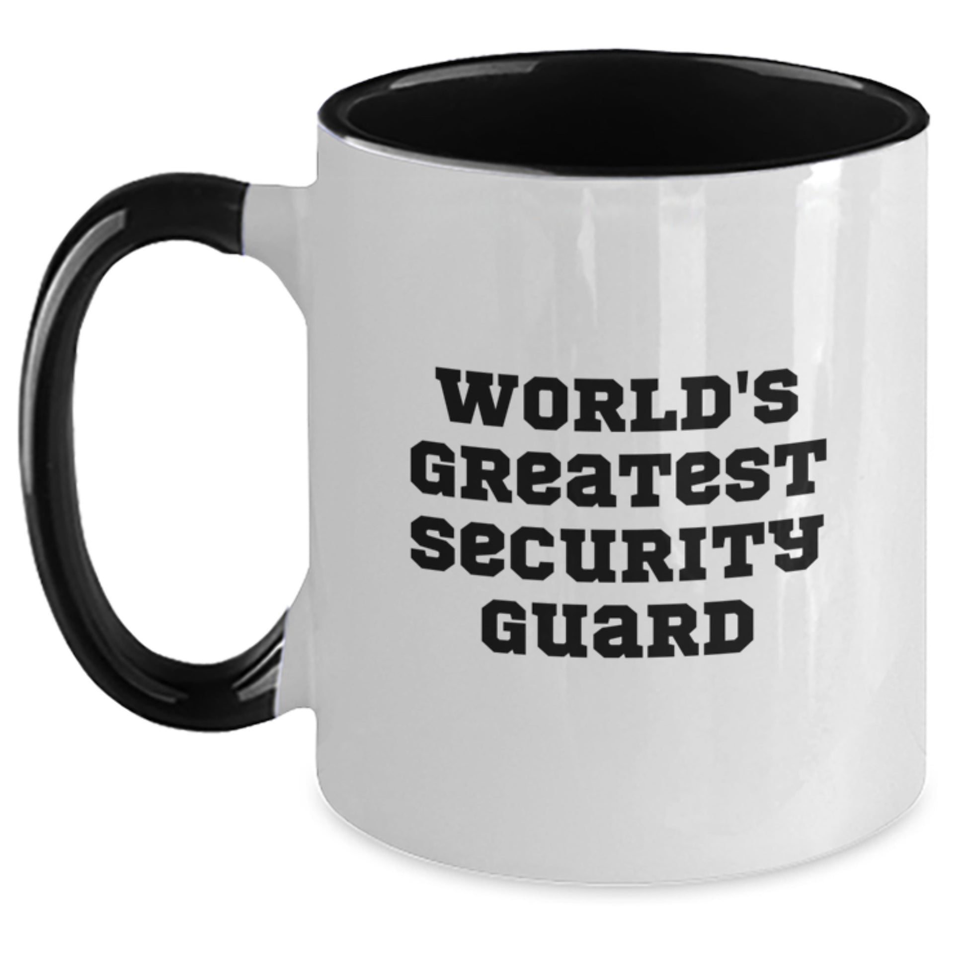 Funny Security Guard Gifts from Men to Friends - Two Tone Coffee Mug - Worlds Greatest Security Guard Quote, Christmas Unique Ideas for Coworkers - Main
