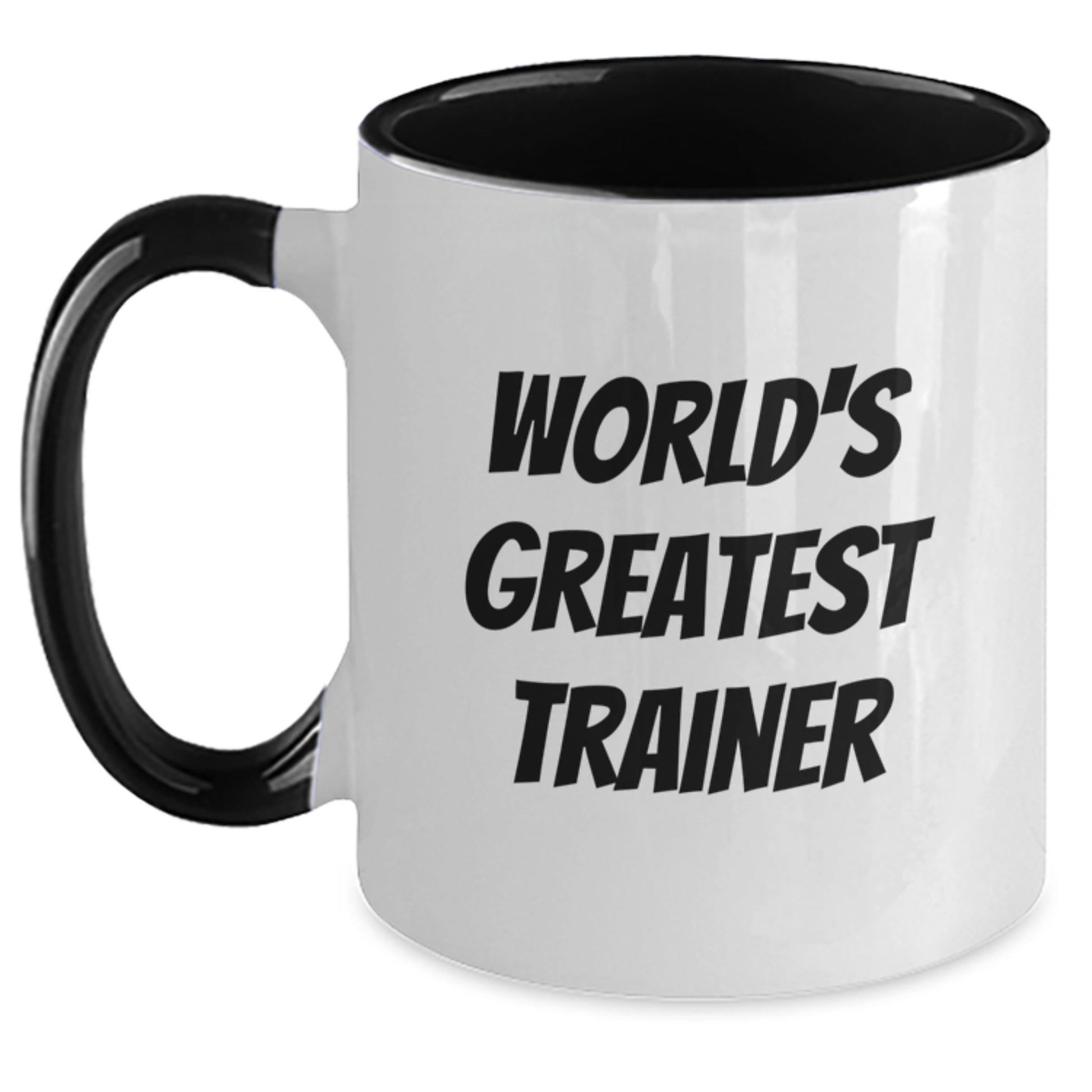 Funny Trainer Gifts from World's Greatest Trainer, Two Tone Coffee Mug for Birthday, Inspirational Quote - Main