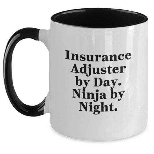 Insurance Adjuster Gifts from Friends - Two Tone Coffee Mug for Insurance Adjuster By Day. Ninja By Night. - Graduation Unique Gifts - Main