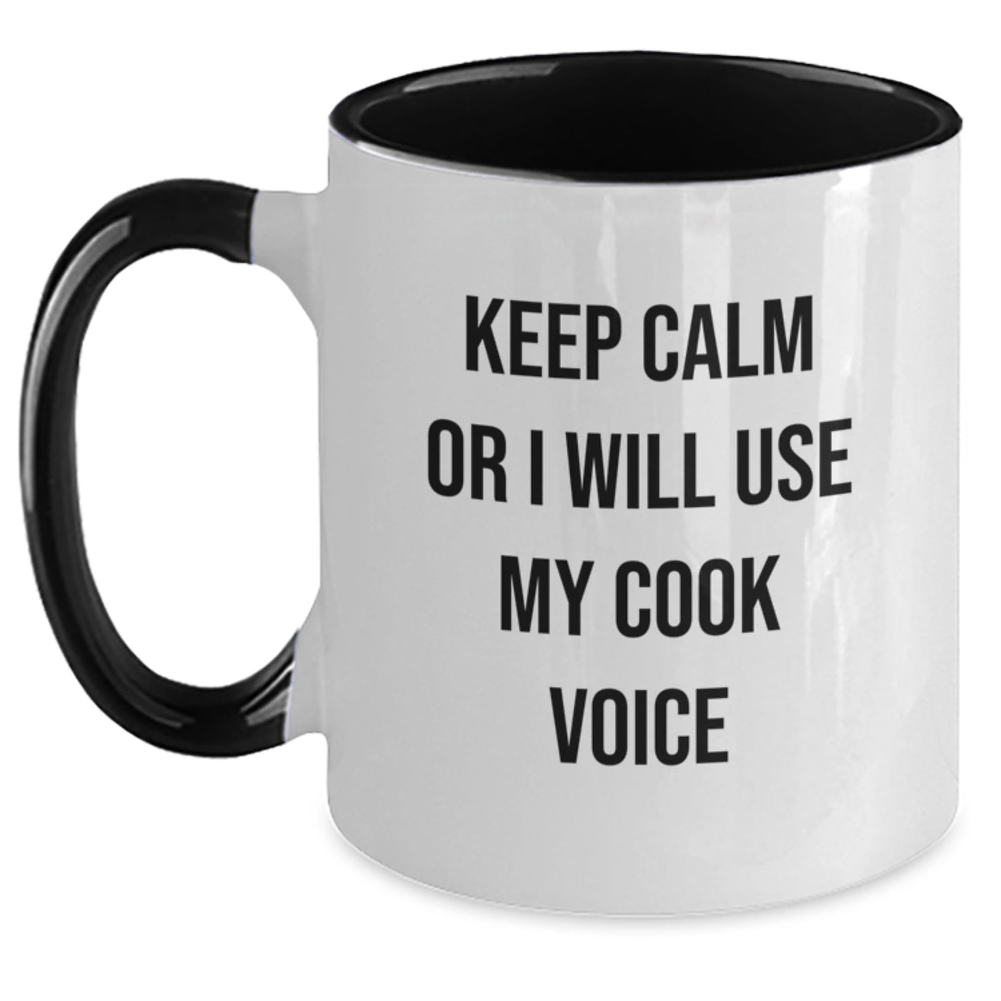 Funny Cook Gifts for Men, Christmas Unique Mugs with Keep Calm I Will Use My Cook Voice, Two Tone Coffee Mug, Funny Cook - Main