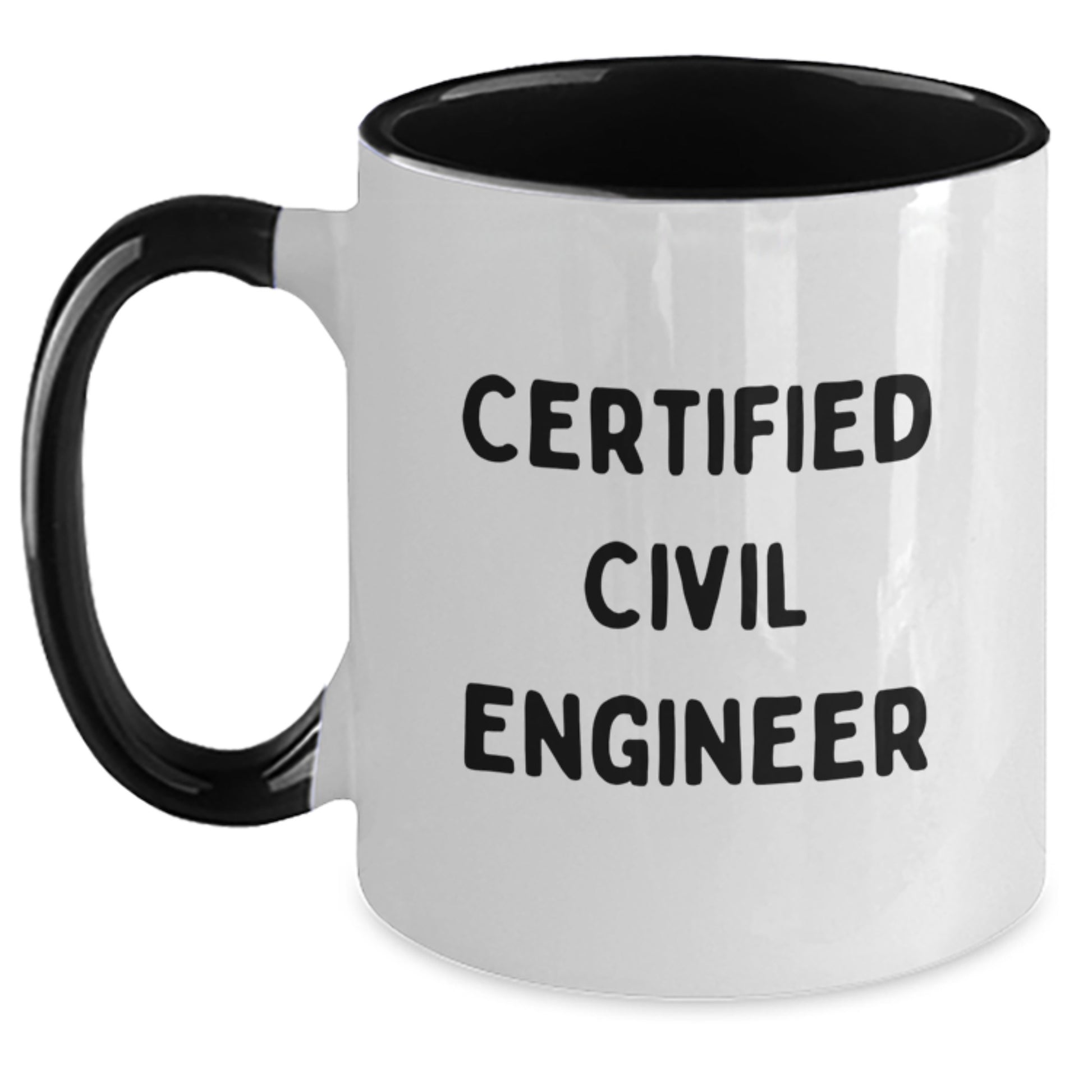Civil Engineer Funny Gifts from Family, Unique Christmas Unique Gift for Civil Engineer, Two Tone Coffee Mug, Certified 'I'm a Civil Engineer' - Main
