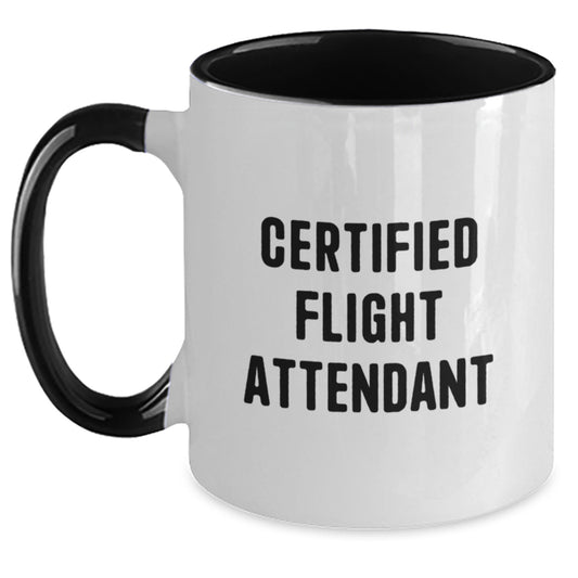 Funny Flight Attendant Gifts for Her, Cute Certified Flight Attendant Quote Two Tone Coffee Mug, Gifts from Women to Coworkers at Christmas - Main